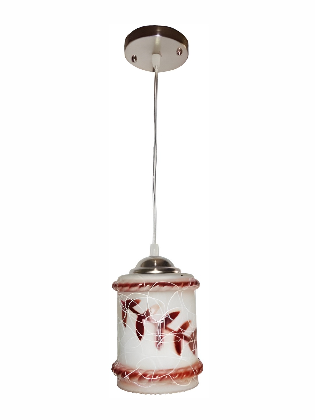 

1ST TIME White & Rust Printed Glass Traditional Ceiling Lamp