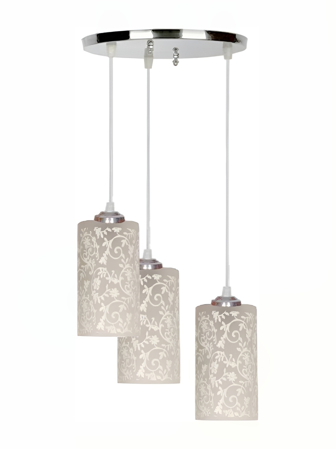 1ST TIME White & Grey Printed Glass Traditional Ceiling Lamp