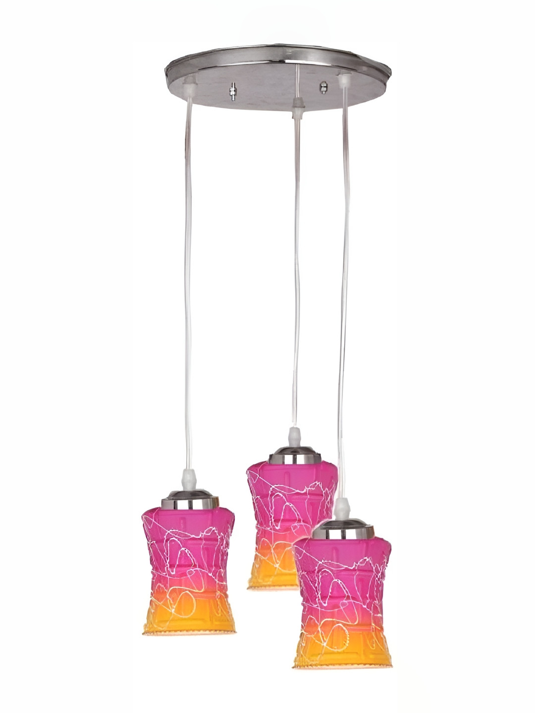 

1ST TIME Pink & Orange Printed Glass Contemporary Ceiling Lamp