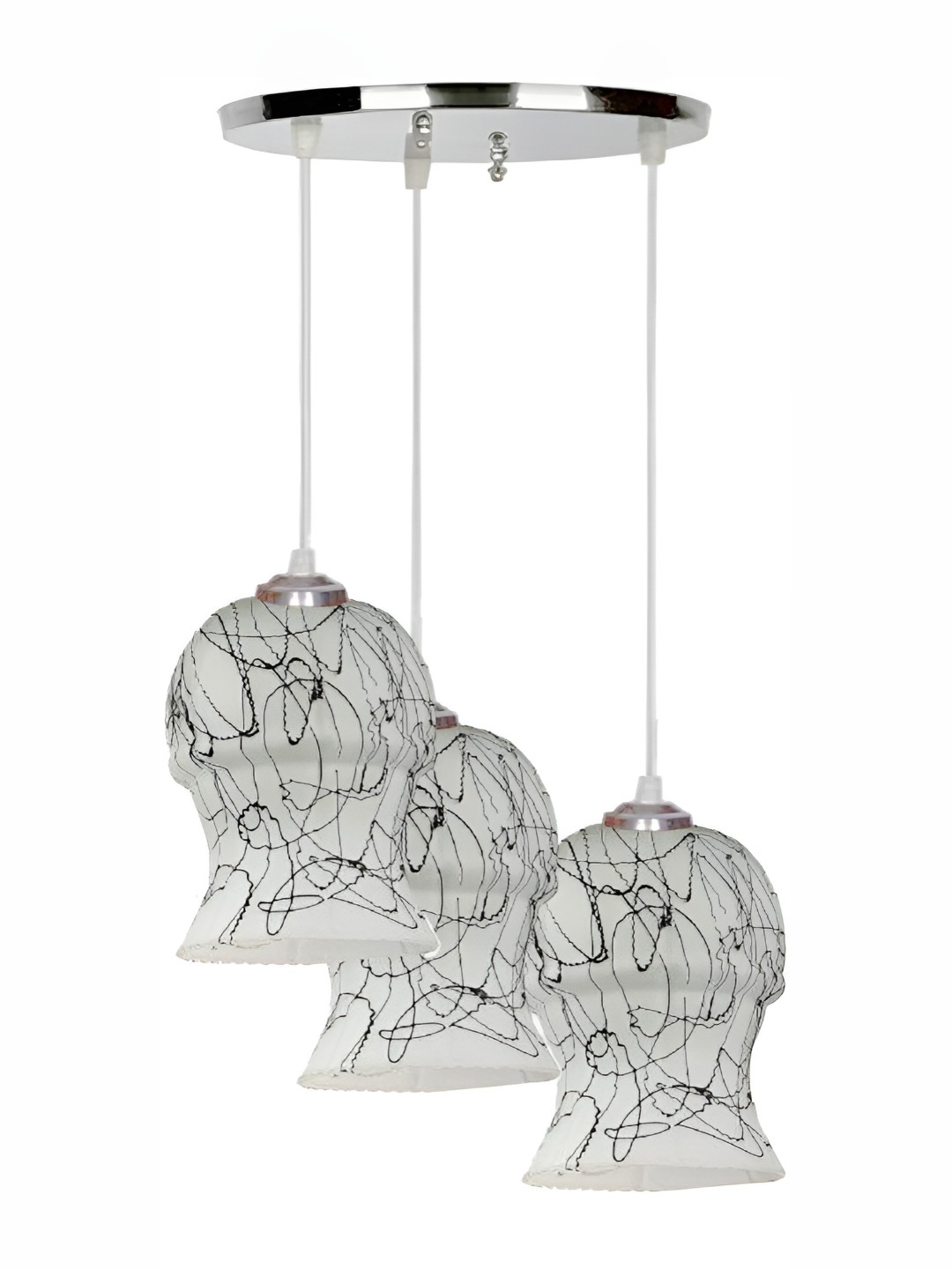 

1ST TIME White & Black Printed Glass Traditional Ceiling Lamp