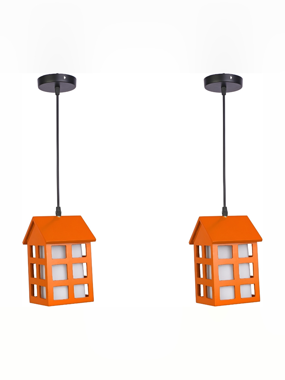 

1ST TIME Orange & White 2 Pieces Textured Glass Contemporary Ceiling Lamps