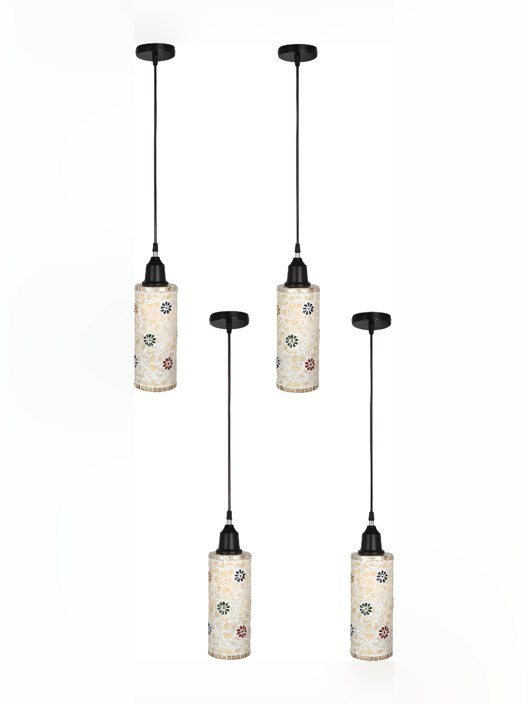 

1ST TIME White & Black 4 Pieces Printed Glass Contemporary Ceiling Lamps