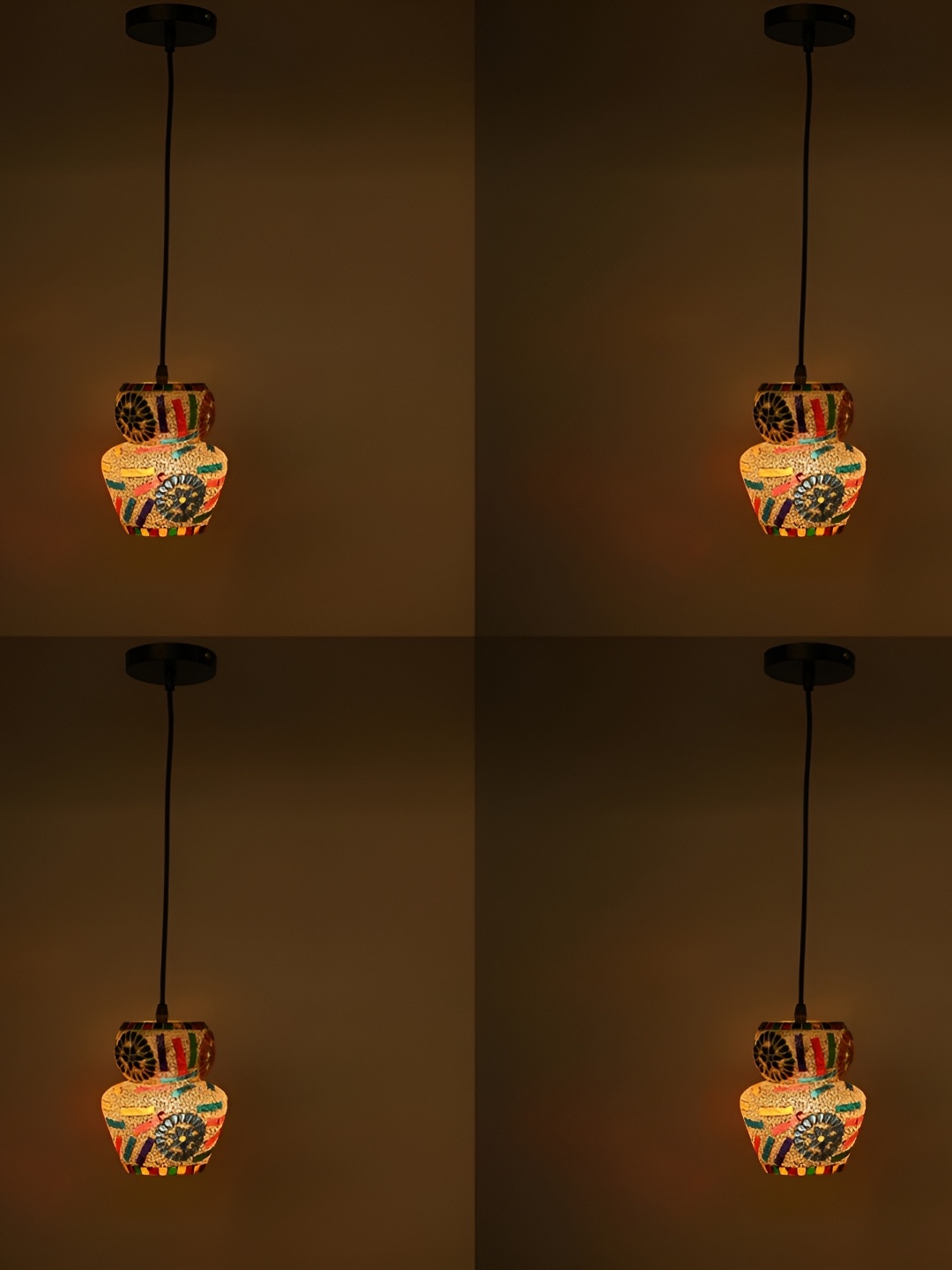 

1ST TIME White & Blue 4 Pieces Textured Glass Traditional Ceiling Lamp