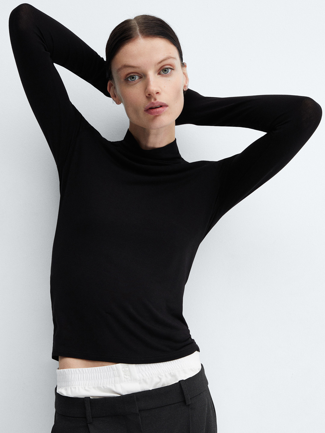 

MANGO High Neck T-shirt, Black