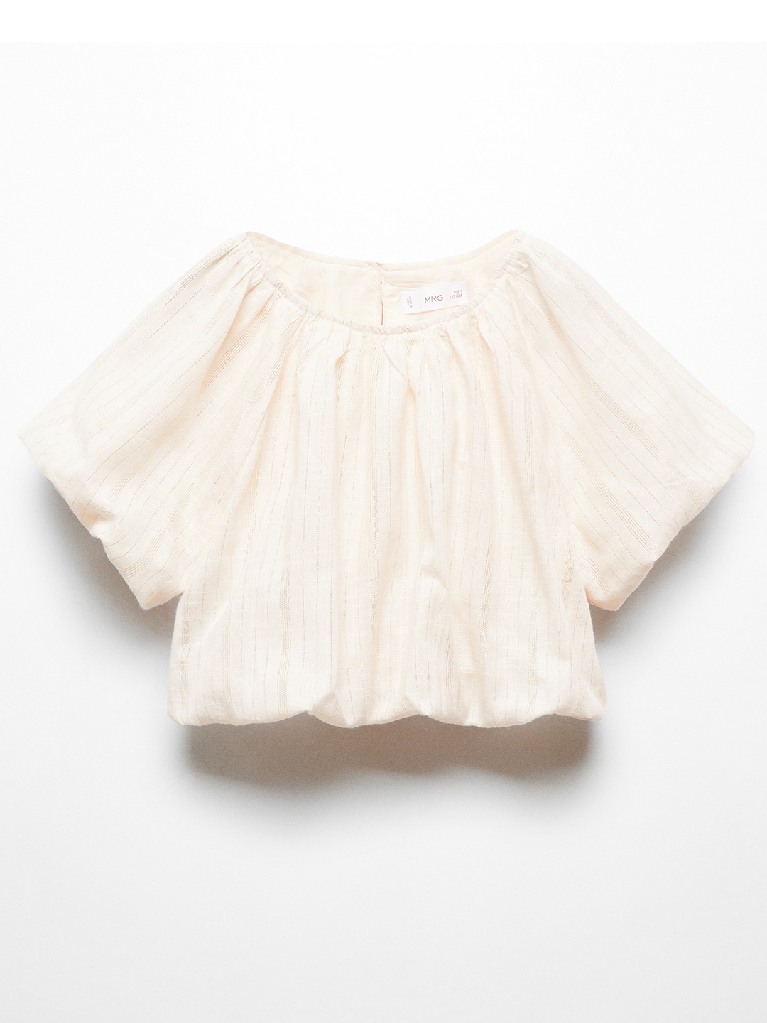 

Mango Kids Puff Sleeve Cotton Blouson Top, Off white