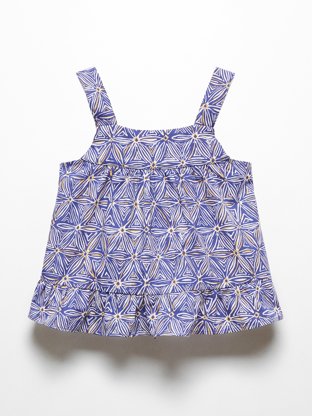 

Mango Kids Floral Print Cotton Top, Blue