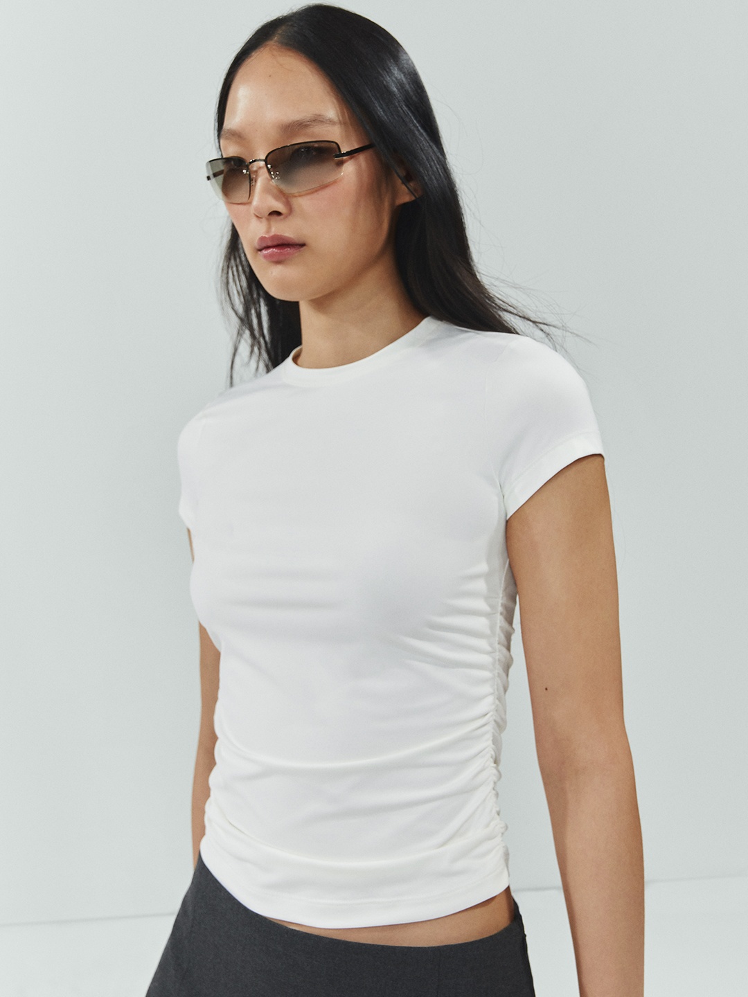 

MANGO Women Solid Fitted Crop Top, White