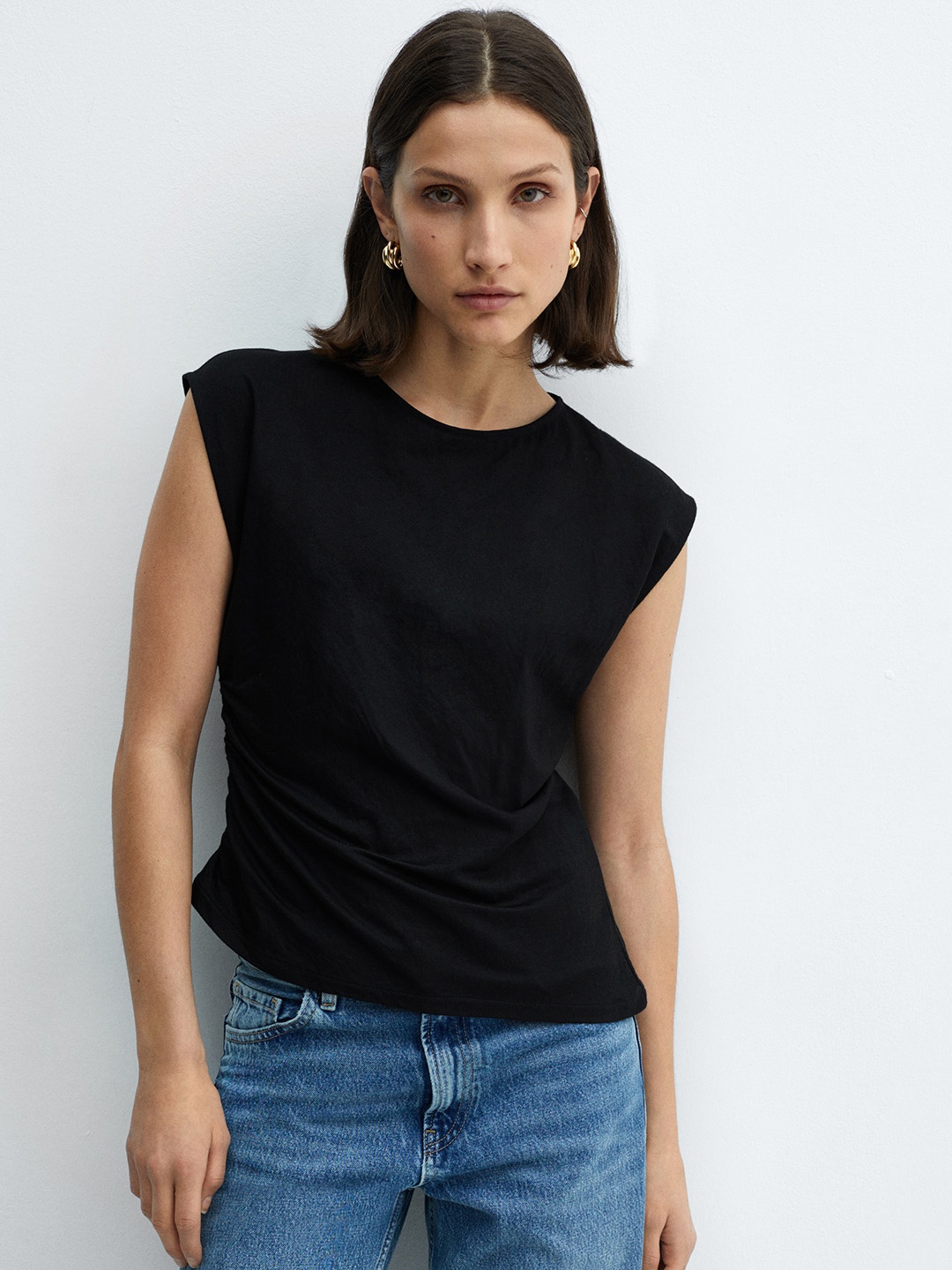 

MANGO Extended Sleeves Top, Black