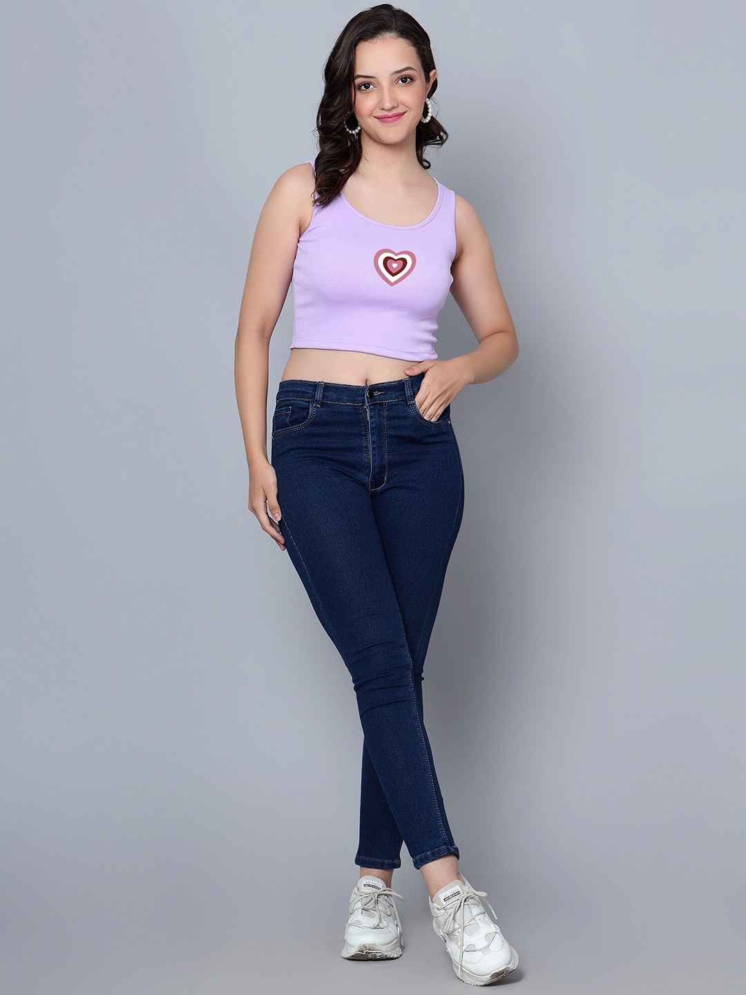 

Fashion And Youth Graphic Printed Crop Top, Lavender