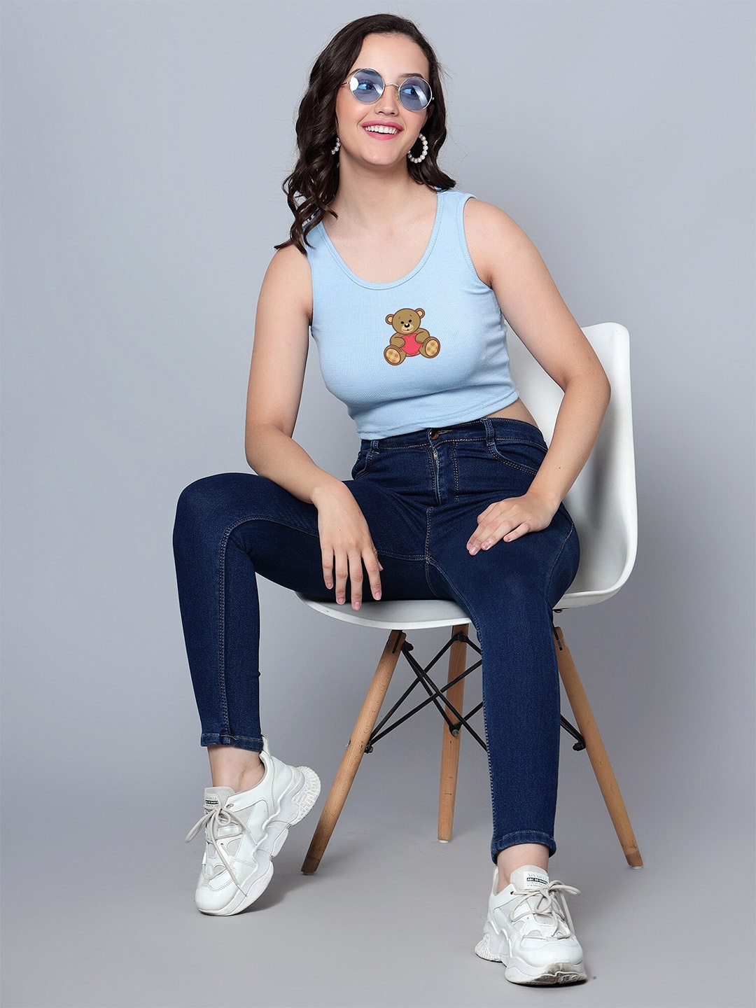 

Fashion And Youth Print Tank Top, Turquoise blue