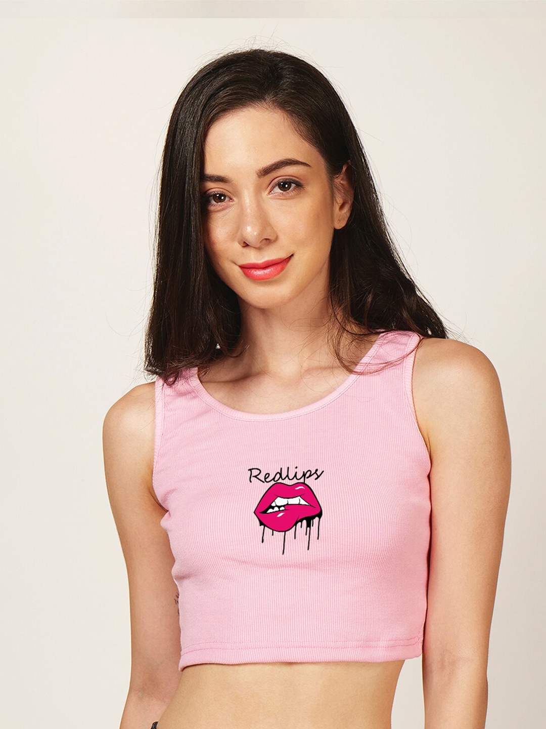 

Fashion And Youth Printed Sleeveless Tank Crop Top, Pink