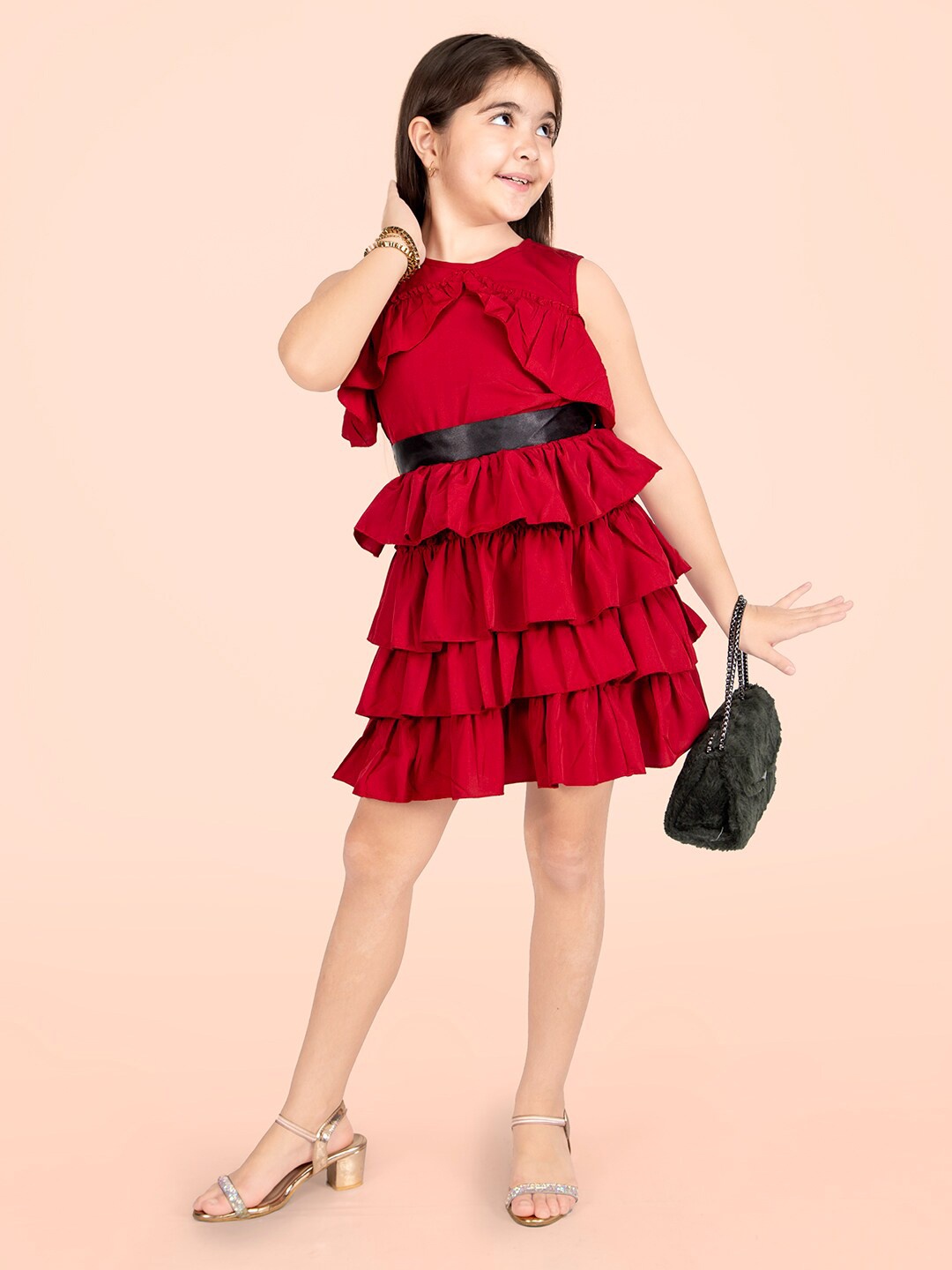 

BAESD Girls Crepe Fit & Flare Dress, Maroon