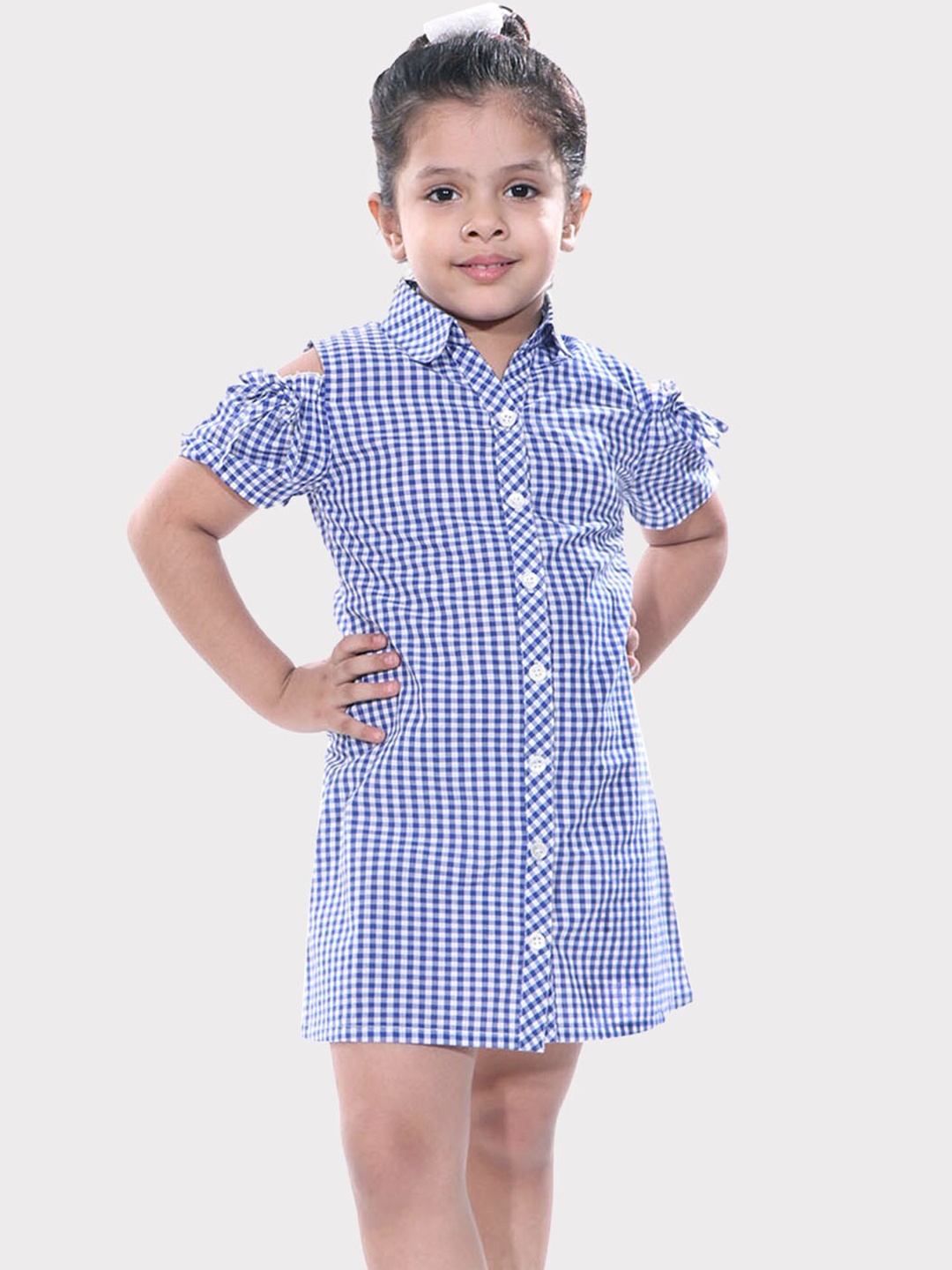 

BAESD Girls Checked Layered Shirt Dress, Blue