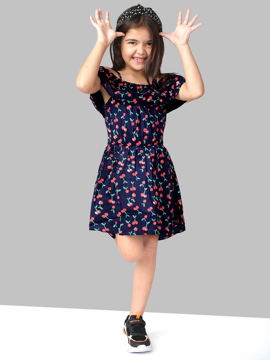

BAESD Girls Floral Print Flutter Sleeve Fit & Flare Dress, Navy blue
