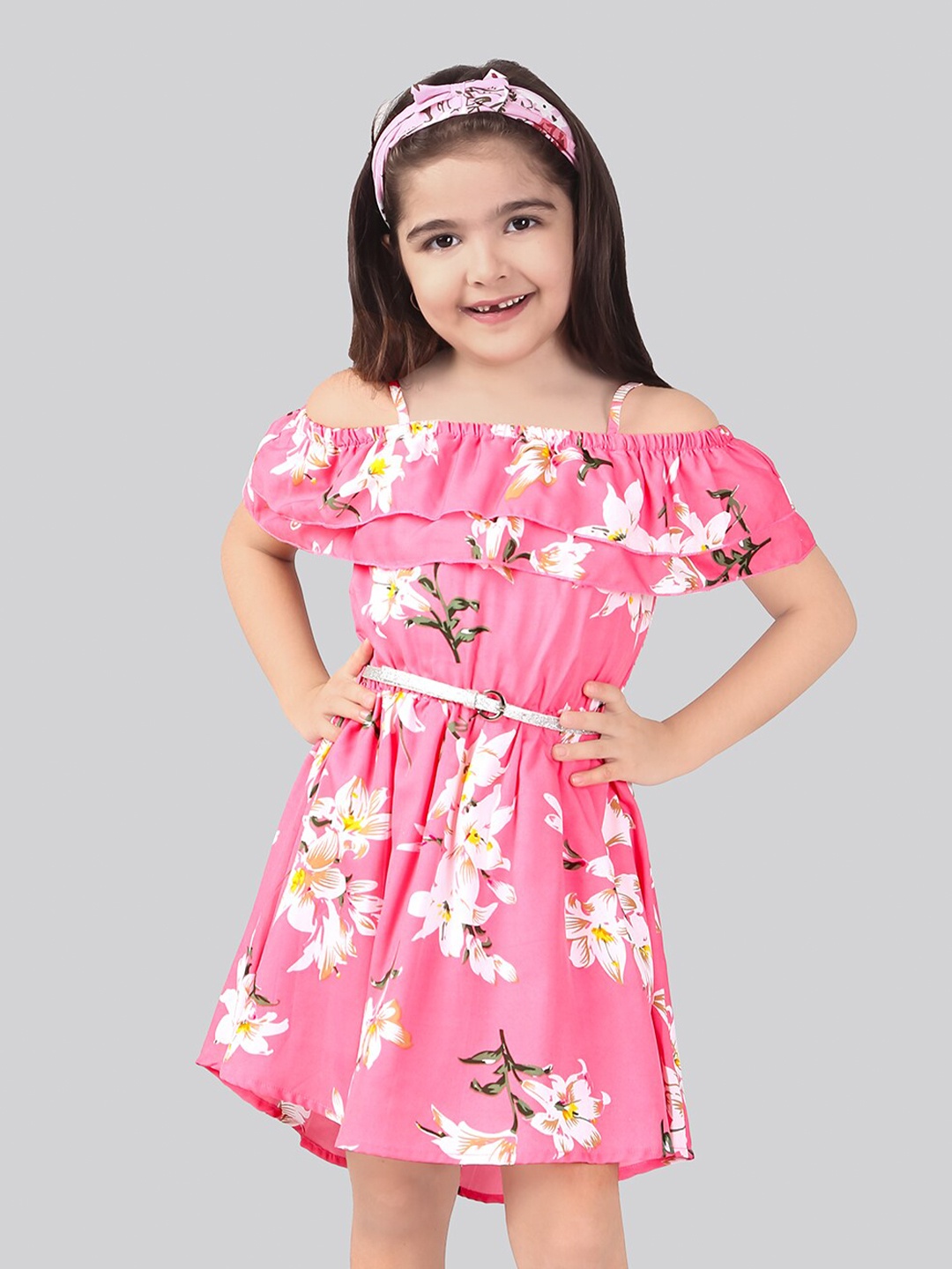 

BAESD Girls Floral Print Fit & Flare Dress, Pink