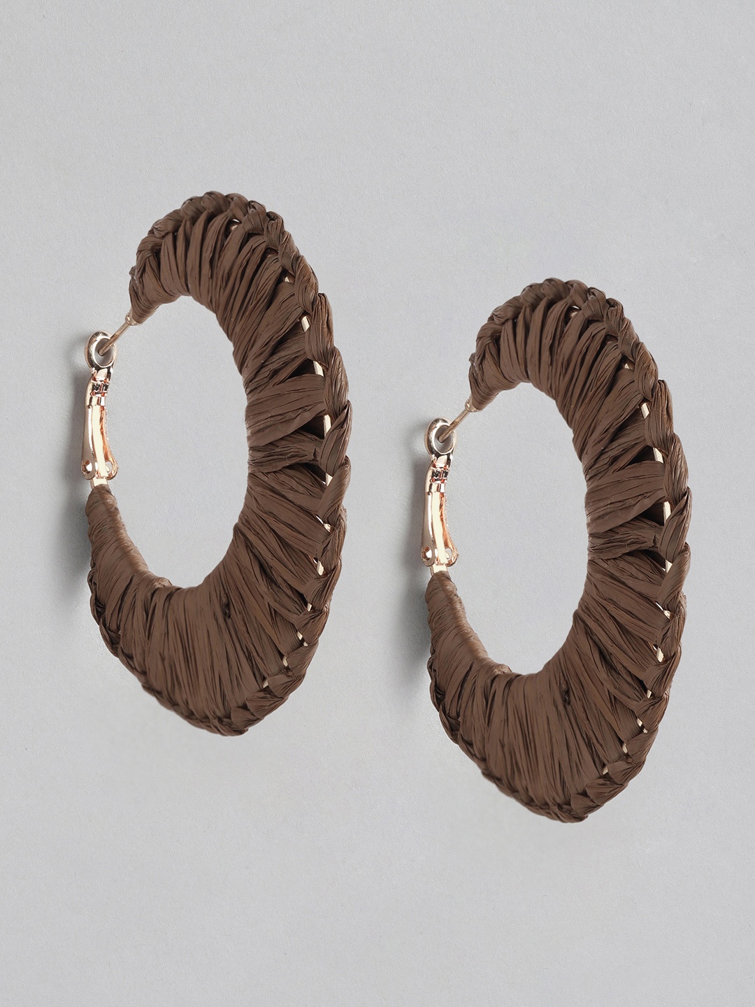 

RICHEERA Rose Gold-Plated Circular Hoop Earrings, Brown