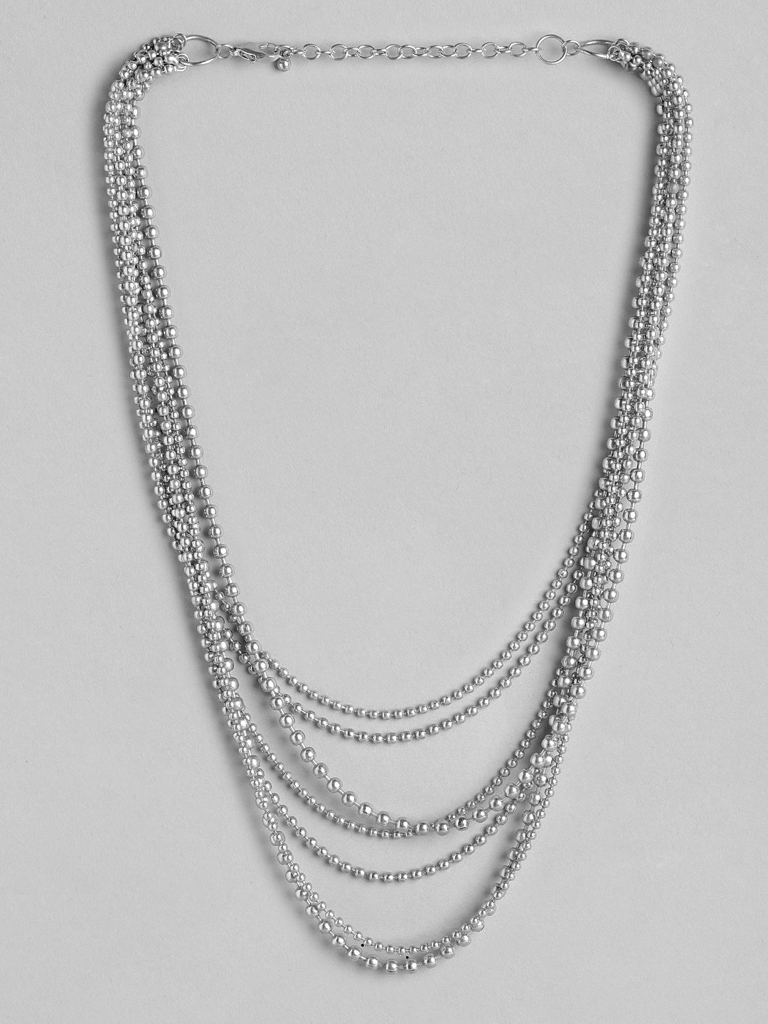 

RICHEERA Silver-Plated Artificial Beads Layered Necklace
