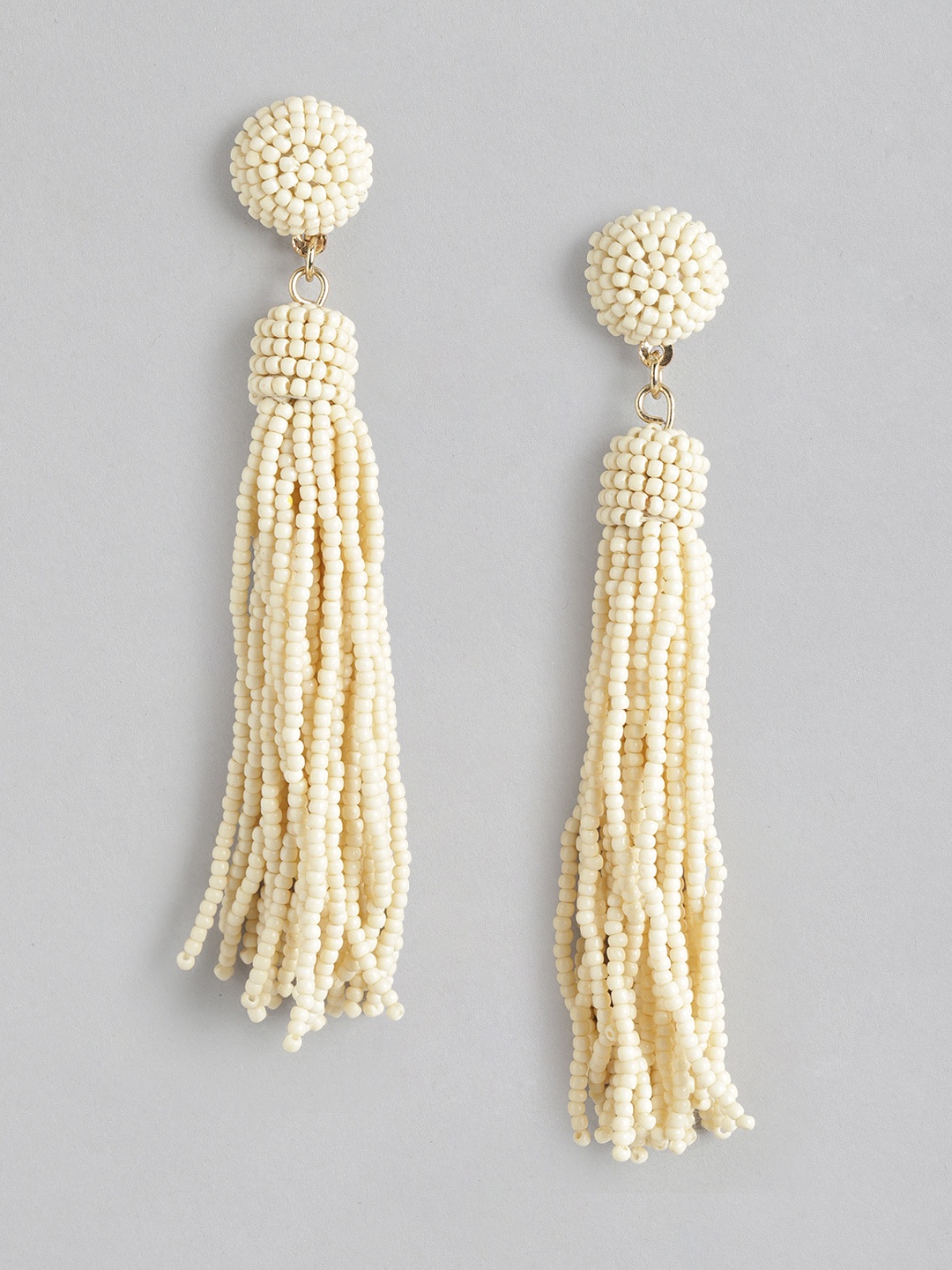 

RICHEERA Gold-Plated Contemporary Artificial Beads Drop Earrings, Off white