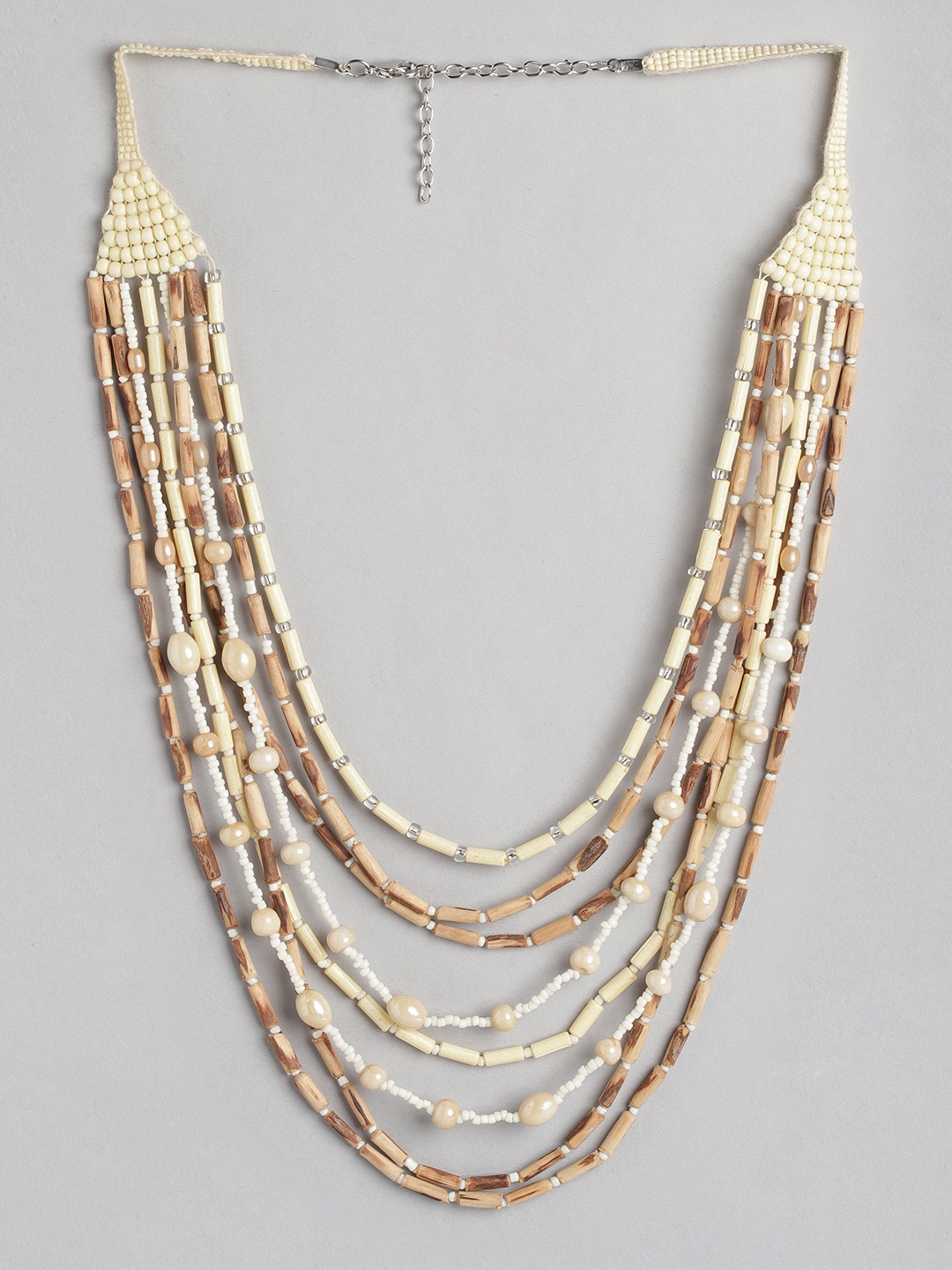 

RICHEERA Layered Artificial Beads Necklace, Beige