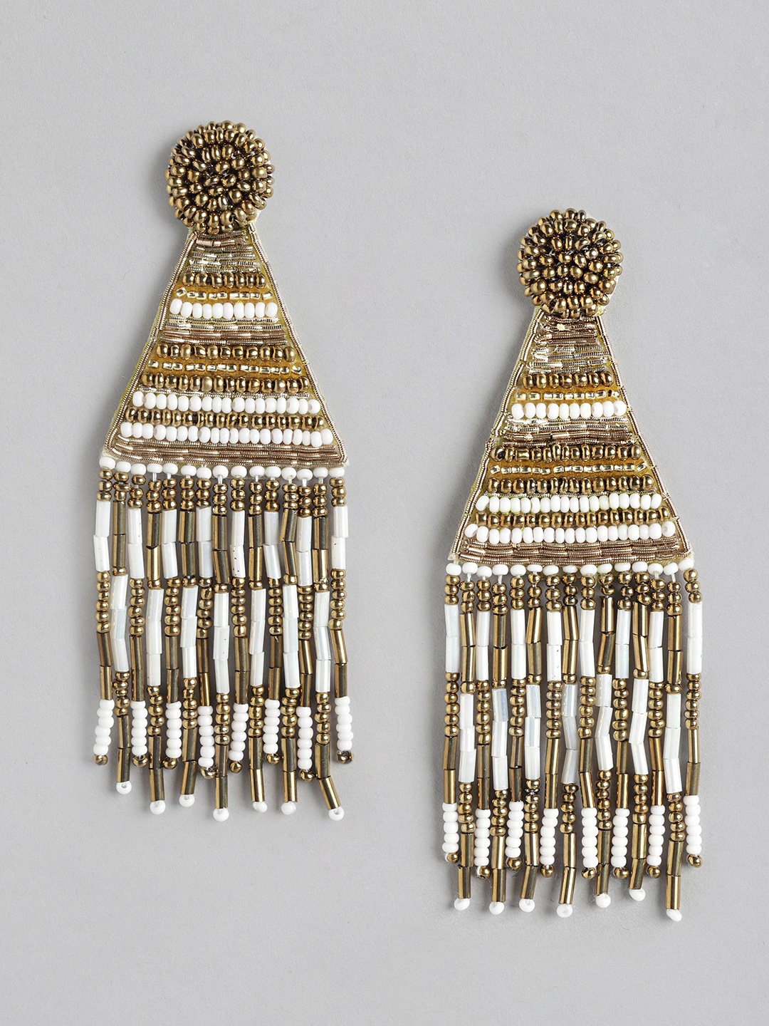 

RICHEERA Gold-Plated Geometric Artificial Beads Drop Earrings