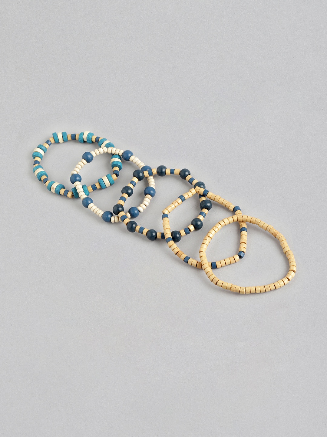 

RICHEERA Women Set Of 5 Wood Bracelets, Blue