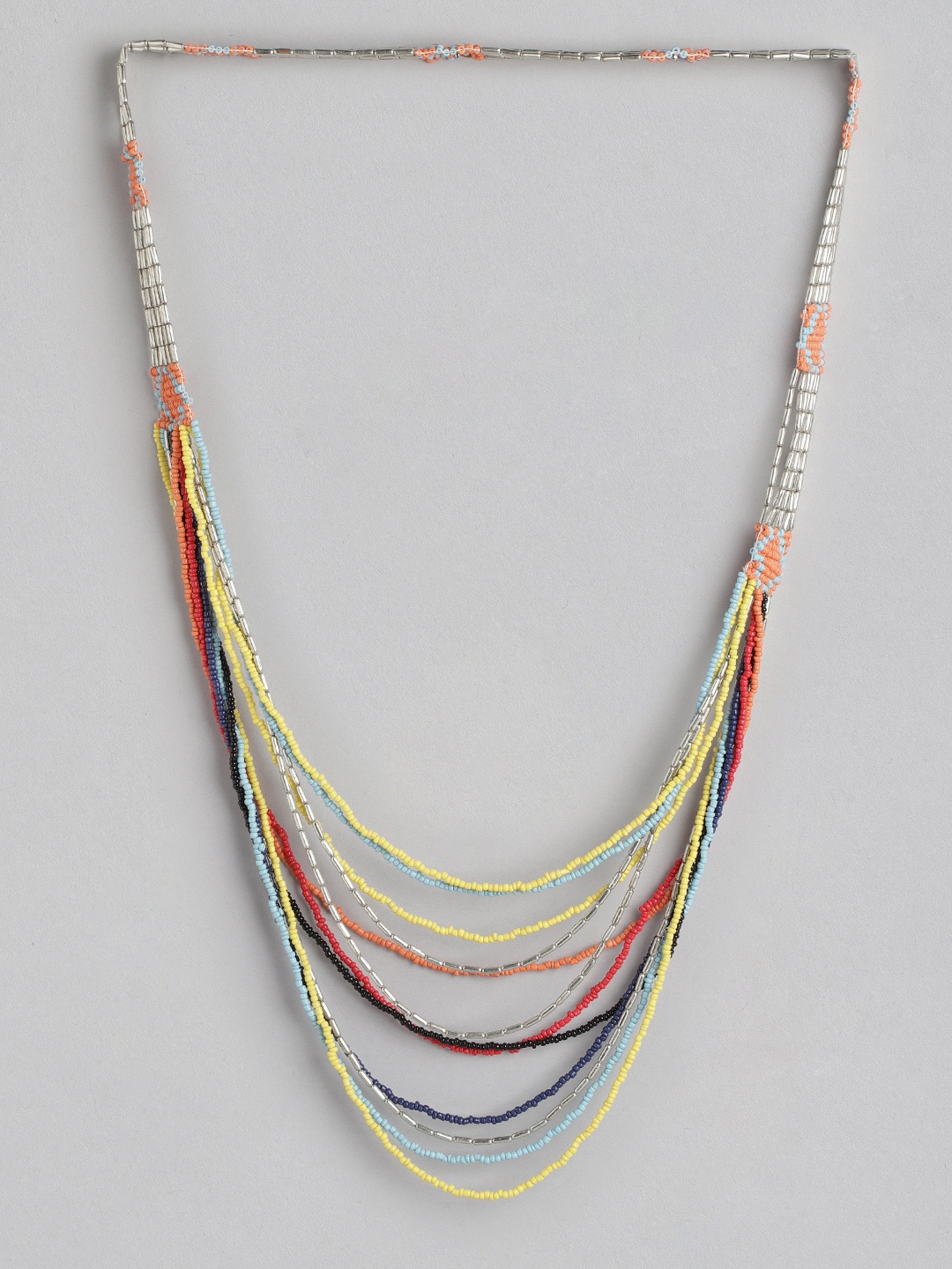 

RICHEERA Silver-Plated Artificial Beads Layered Necklace, Multi