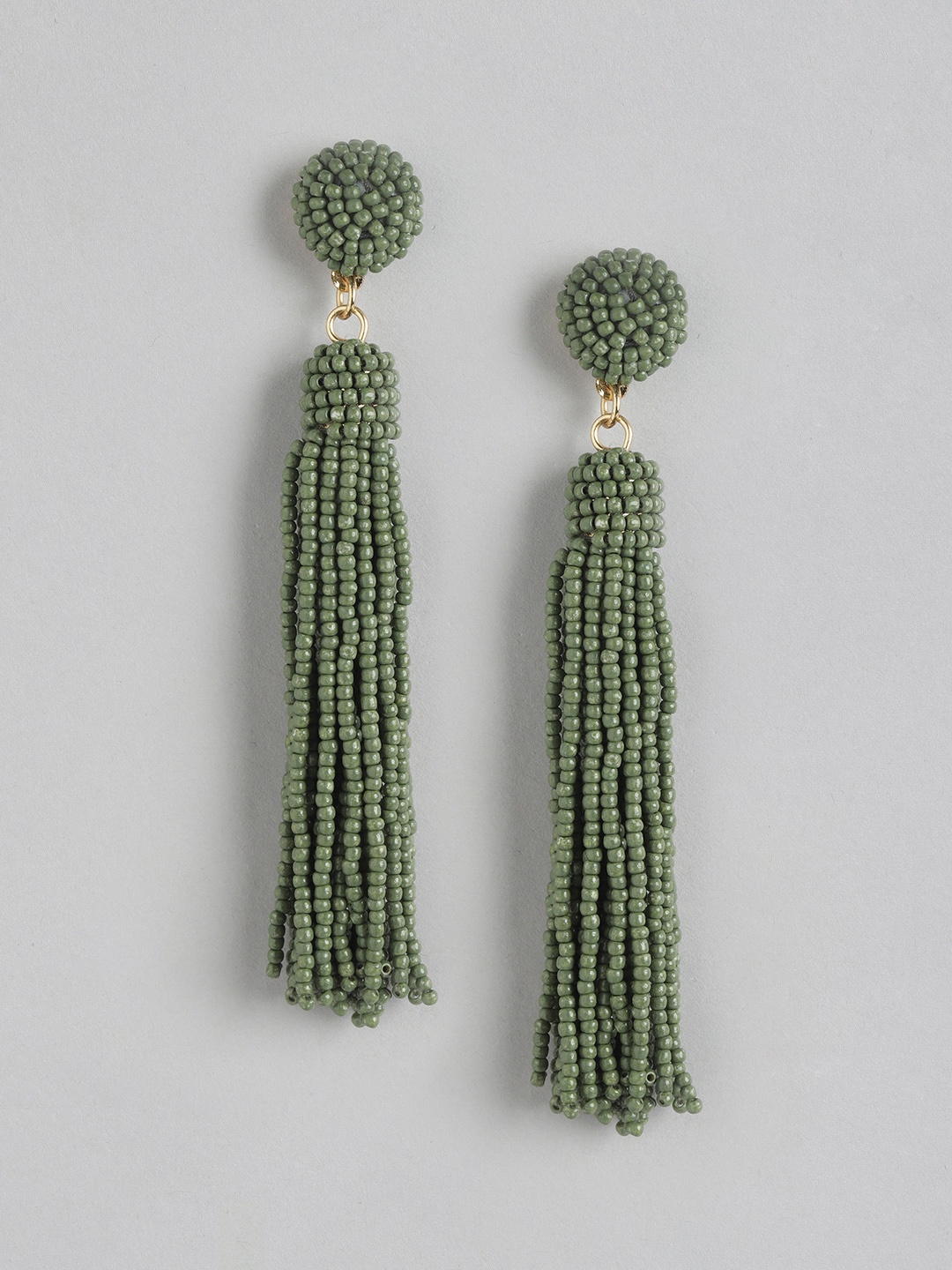 

RICHEERA Gold-Plated Quirky Artificial Beads Drop Earrings, Green