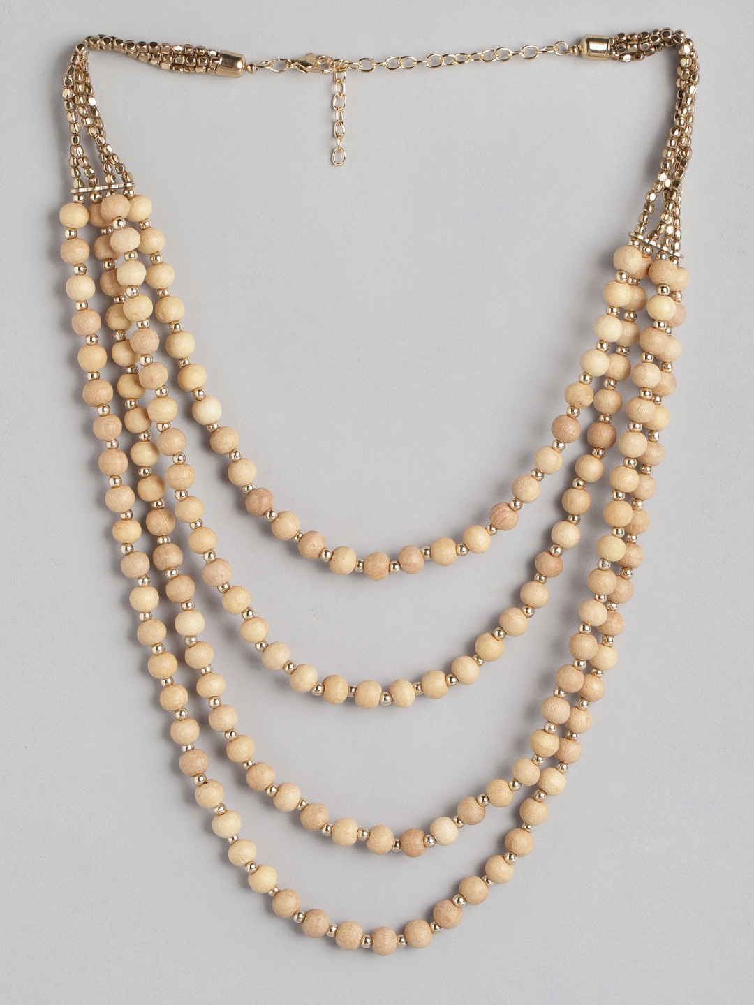 

RICHEERA Gold-Plated Layered Artificial Beads Necklace, Beige
