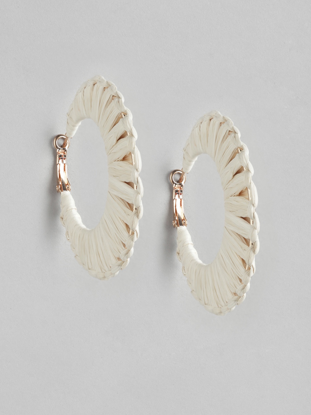 

RICHEERA Rose Gold-Plated Circular Hoop Earrings, White