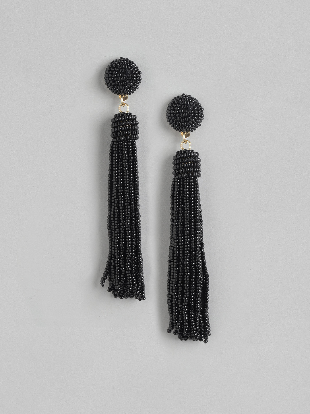 

RICHEERA Gold-Plated Quirky Artificial Beads Drop Earrings, Black