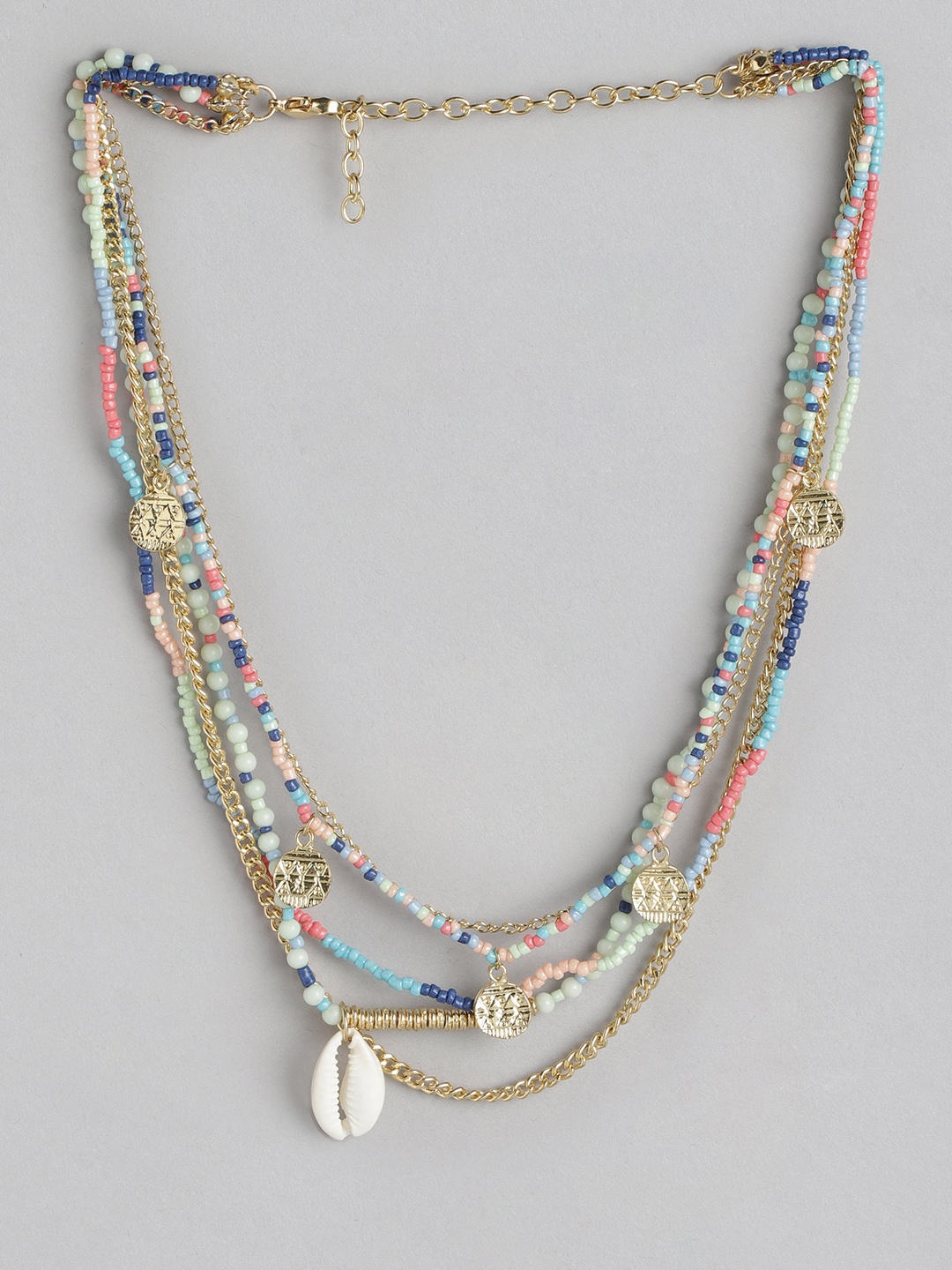 

RICHEERA Gold-Plated Artificial Beads Layered Necklace, Multi