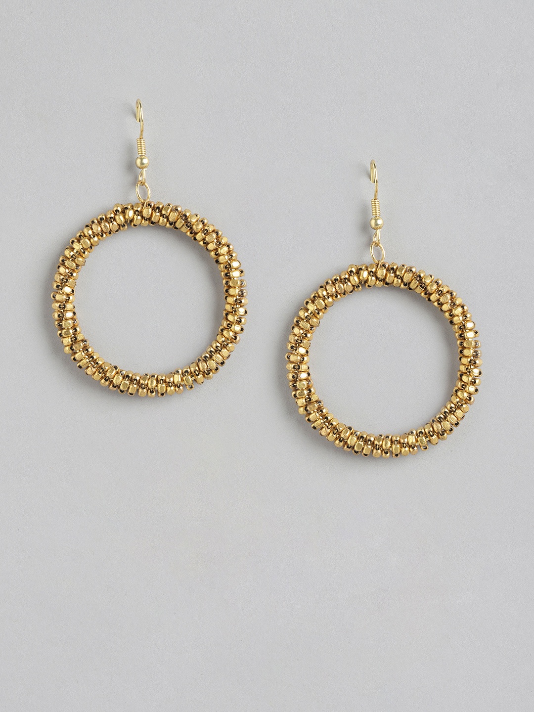 

RICHEERA Gold-Plated Circular Artificial Beads Drop Earrings