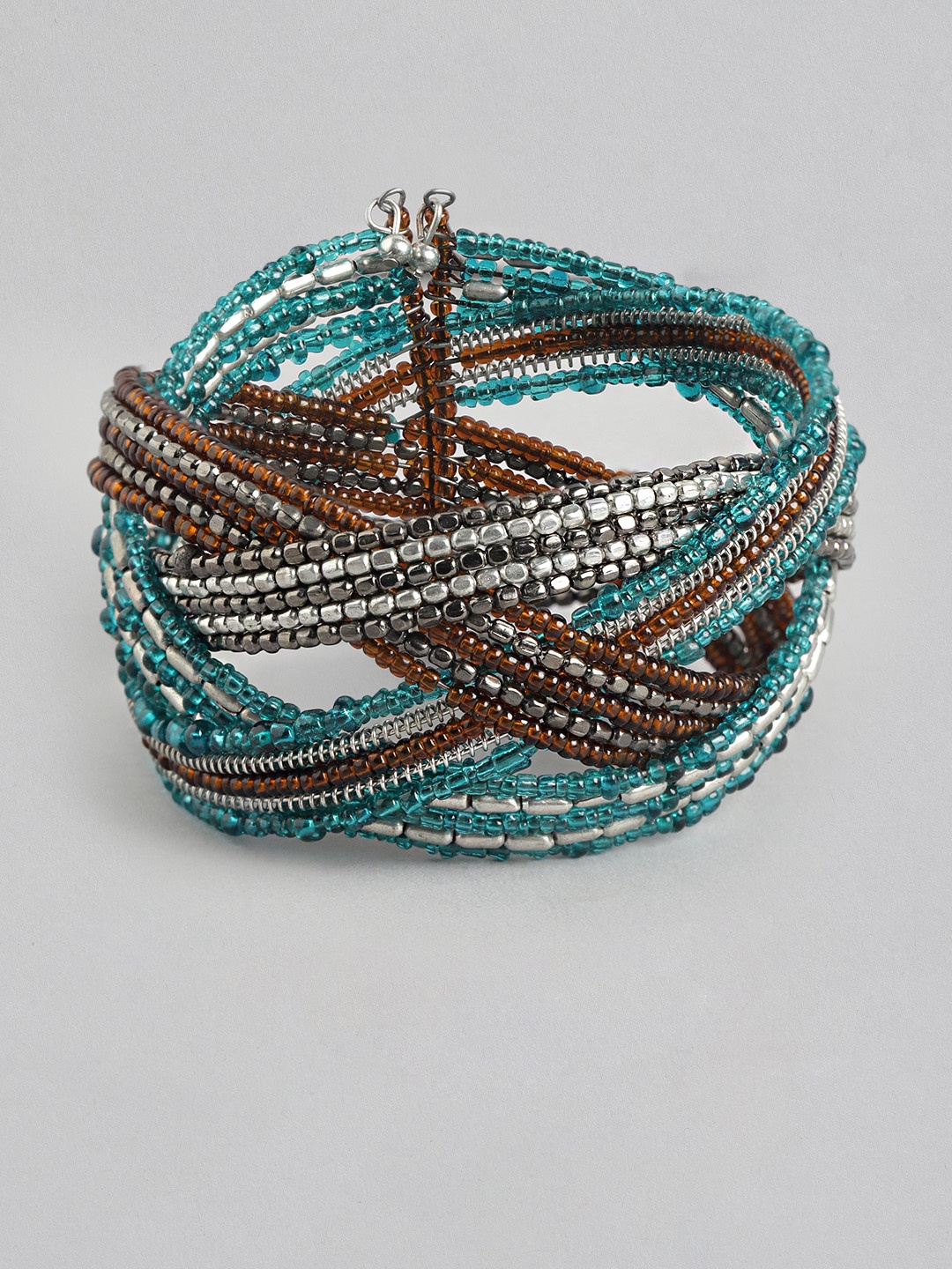 

RICHEERA Women Silver-Plated Cuff Bracelet, Turquoise blue