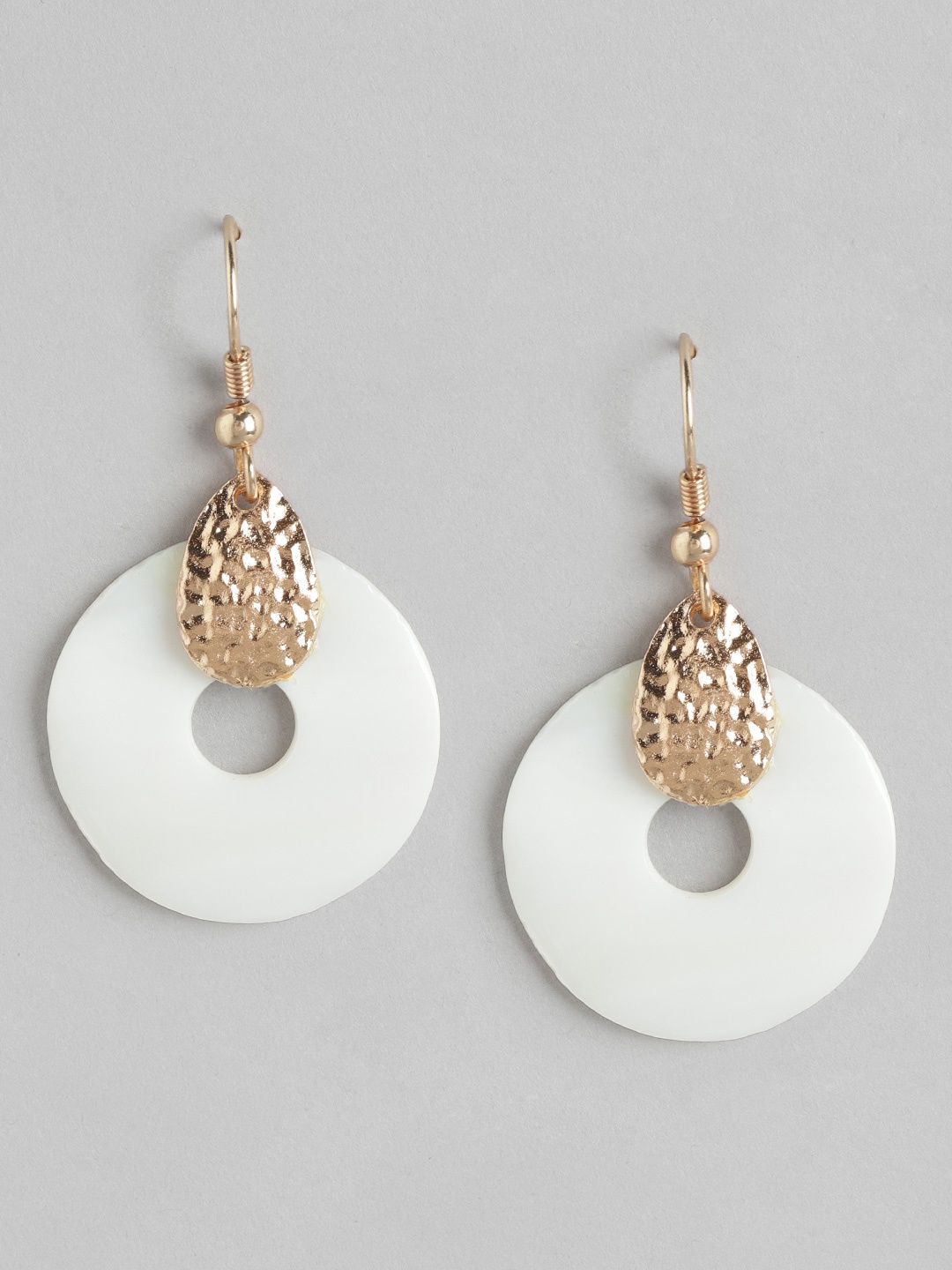 

RICHEERA Gold-Plated Circular Drop Earrings, Off white