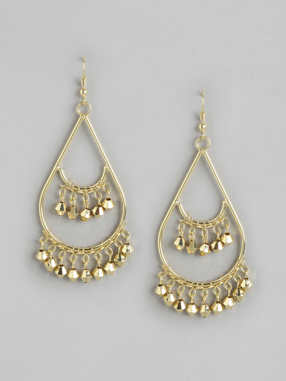 

RICHEERA Gold-Plated Teardrop Shaped Drop Earrings