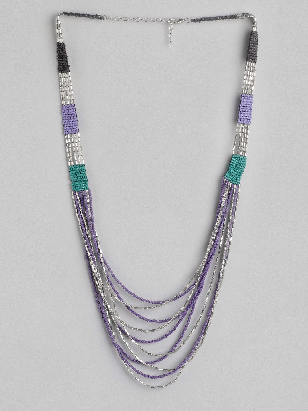 

RICHEERA Silver-Plated Artificial Beads Layered Necklace, Purple