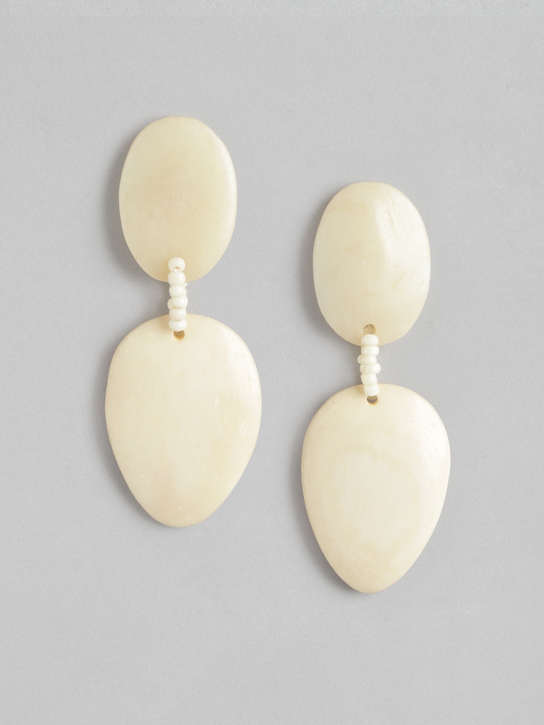 

RICHEERA Oval Artificial Beads Drop Earrings, Off white