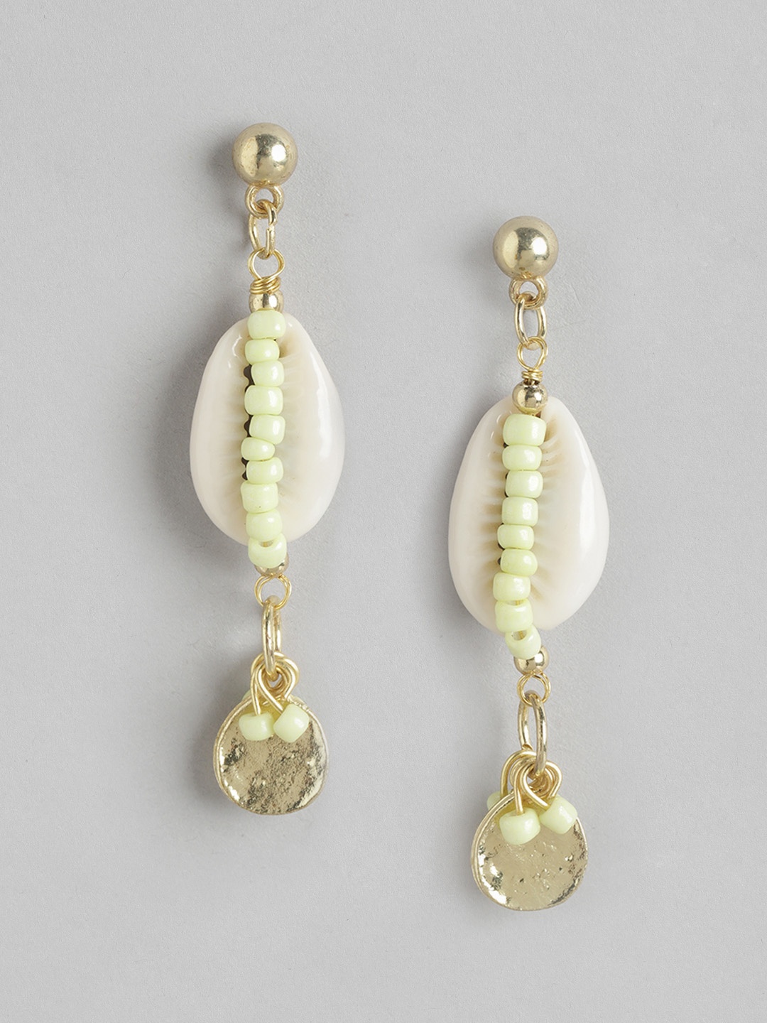 

RICHEERA Gold-Plated Quirky Artificial Beads Drop Earrings, Lime green
