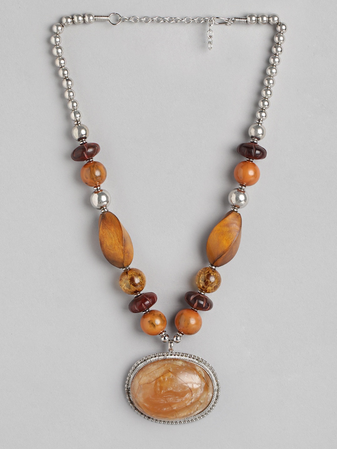 

RICHEERA Silver-Plated Artificial Stones & Beads Necklace, Brown