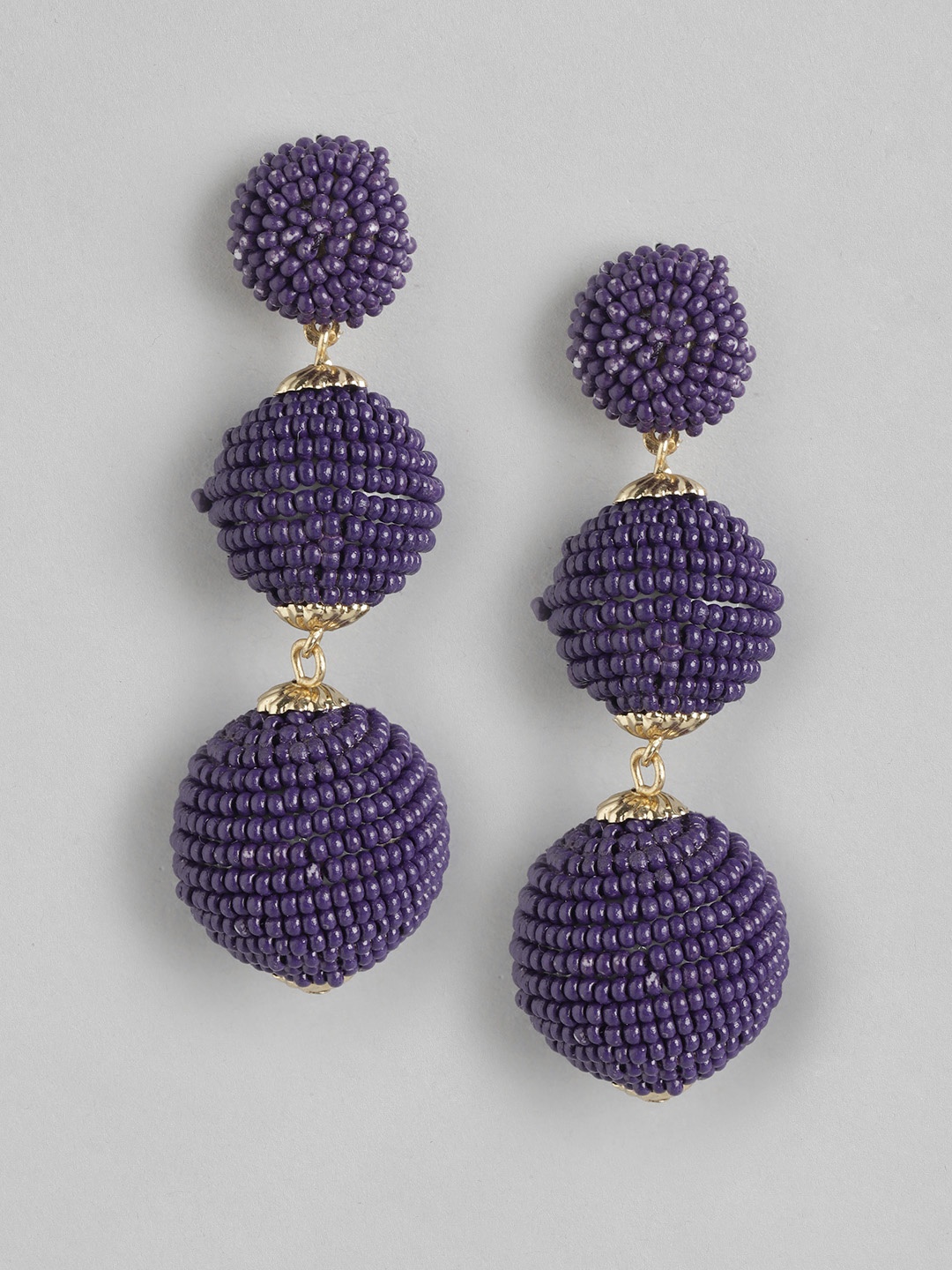 

RICHEERA Gold-Plated Artificial Beads Spherical Drop Earrings, Purple