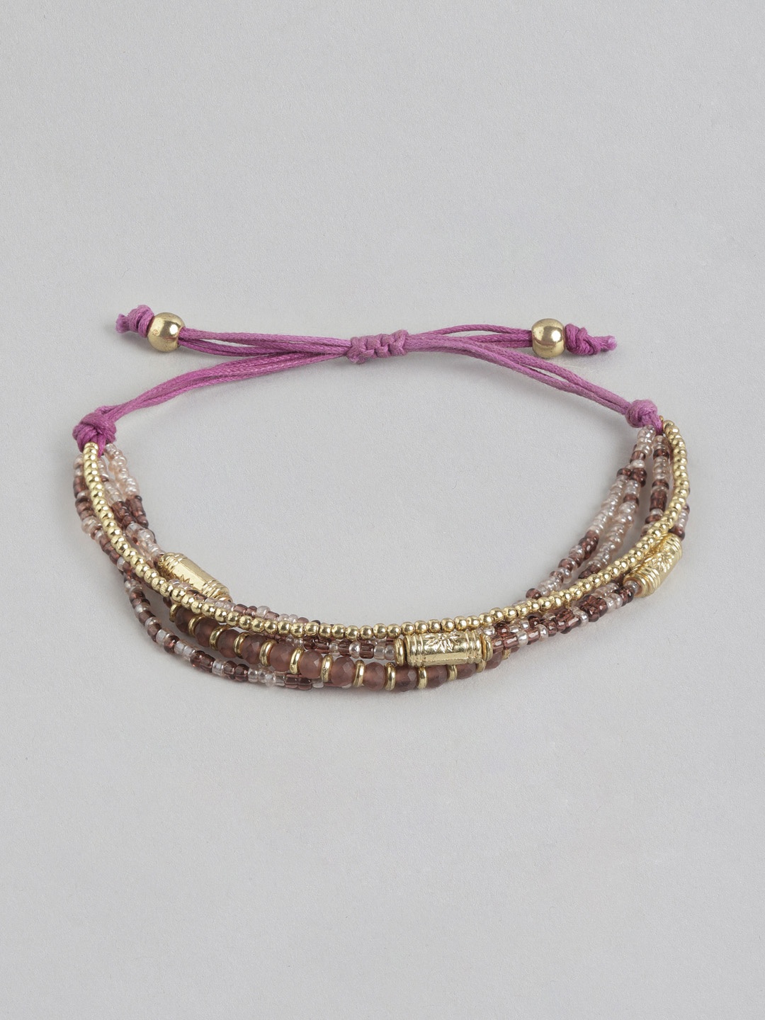 

RICHEERA Women Gold-Plated Artificial Beads Multistrand Bracelet, Purple