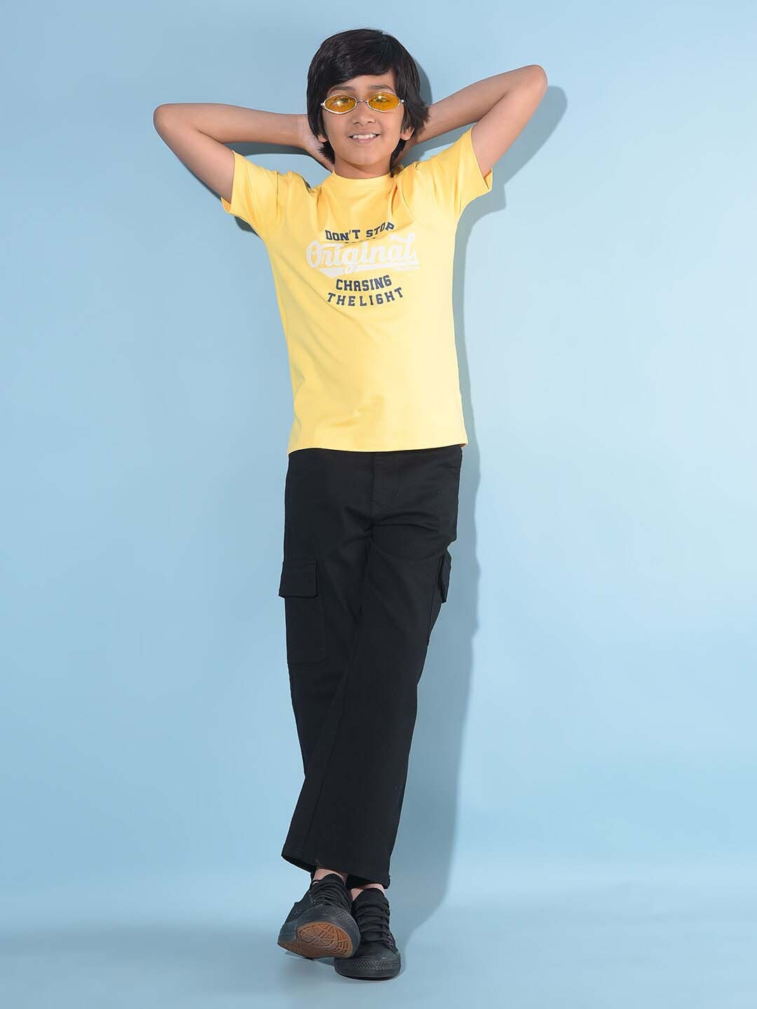 

Crimsoune Club Boys Typography Printed Slim Fit T-shirt, Yellow