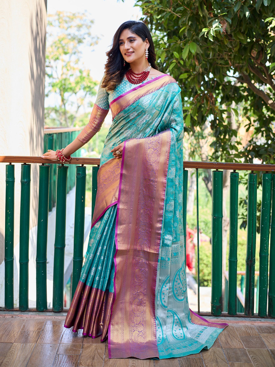 

LeeliPeeri Designer Ethnic Motifs Woven Design Zari Banarasi Silk Saree, Blue