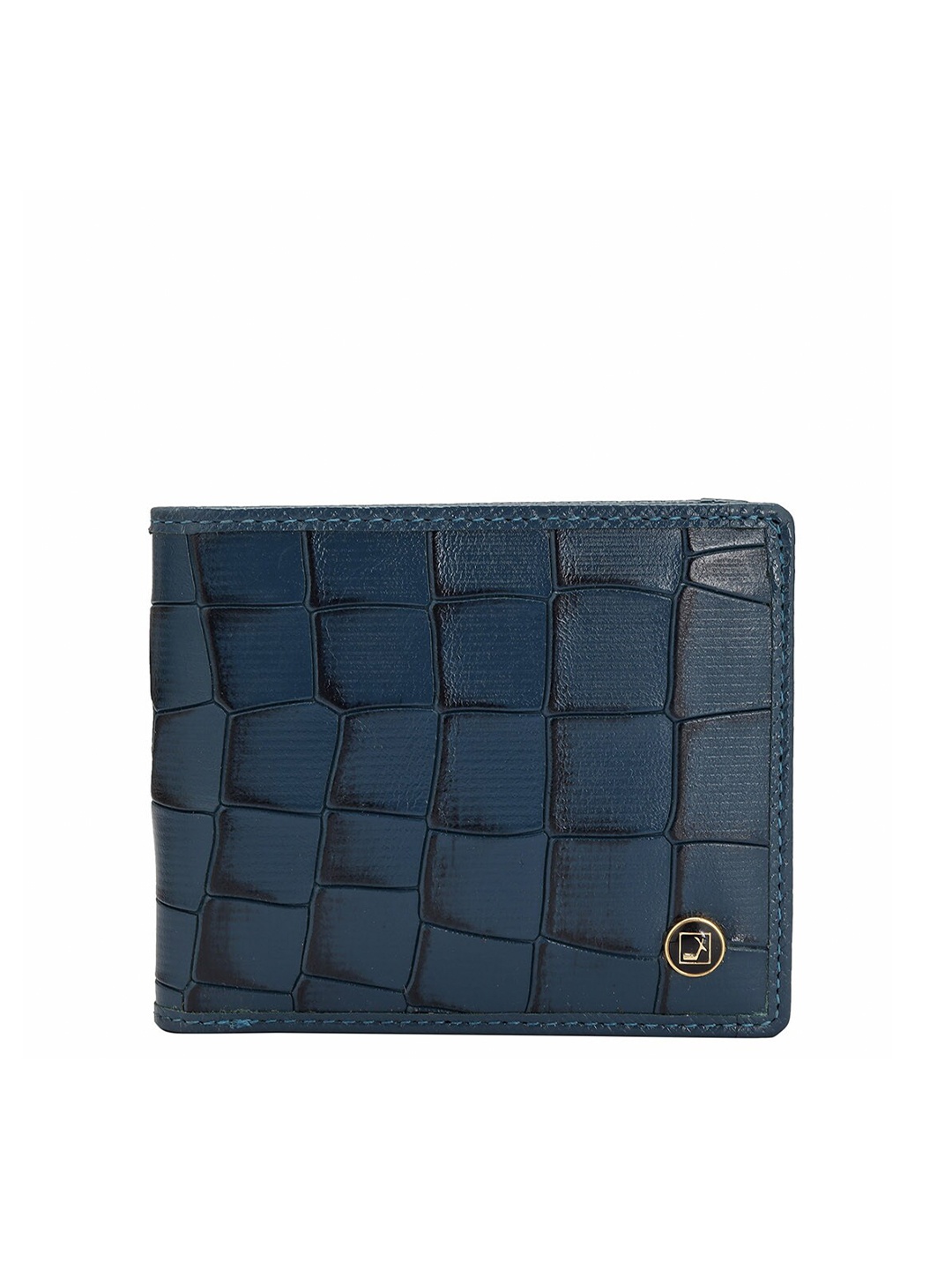 

Da Milano Men Textured Leather Two Fold Wallet, Blue