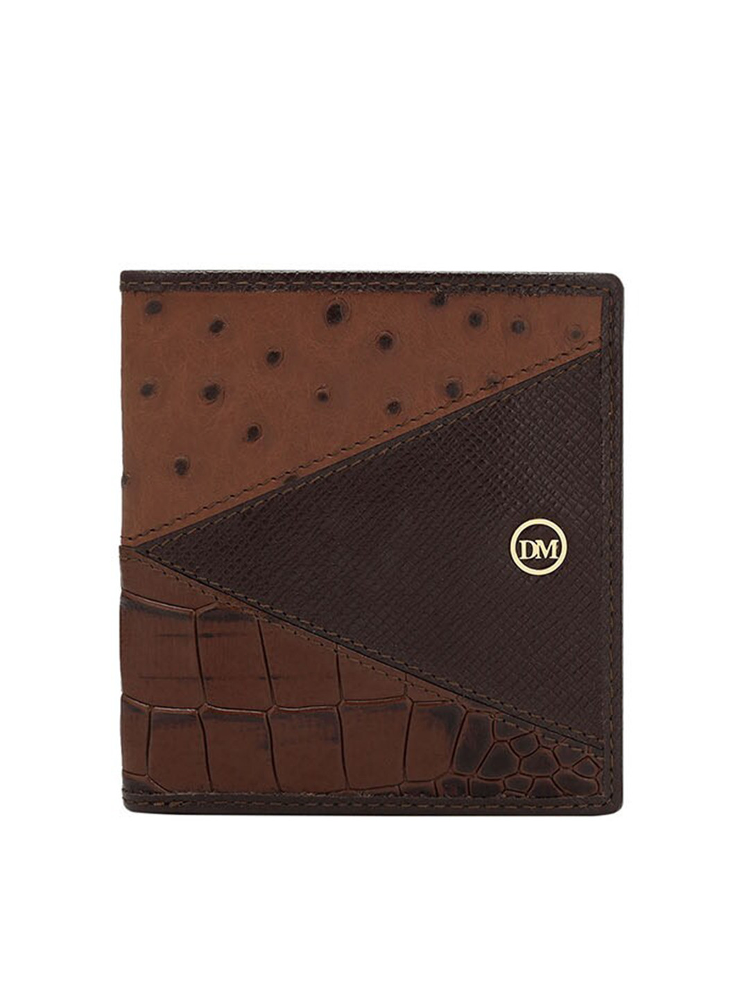 

Da Milano Men Textured Leather Two Fold Wallet, Brown