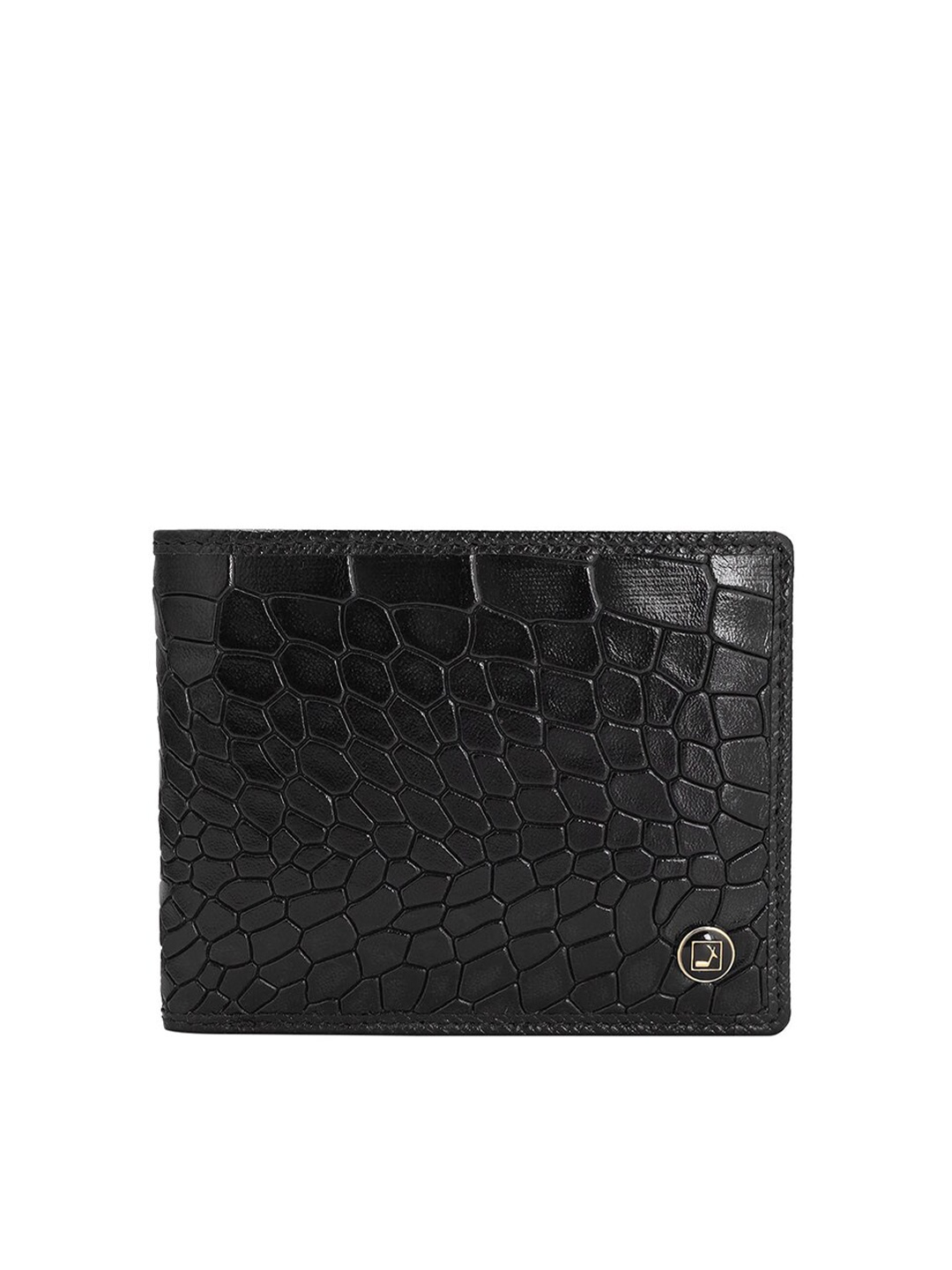 

Da Milano Men Textured Leather Two Fold Wallet, Black
