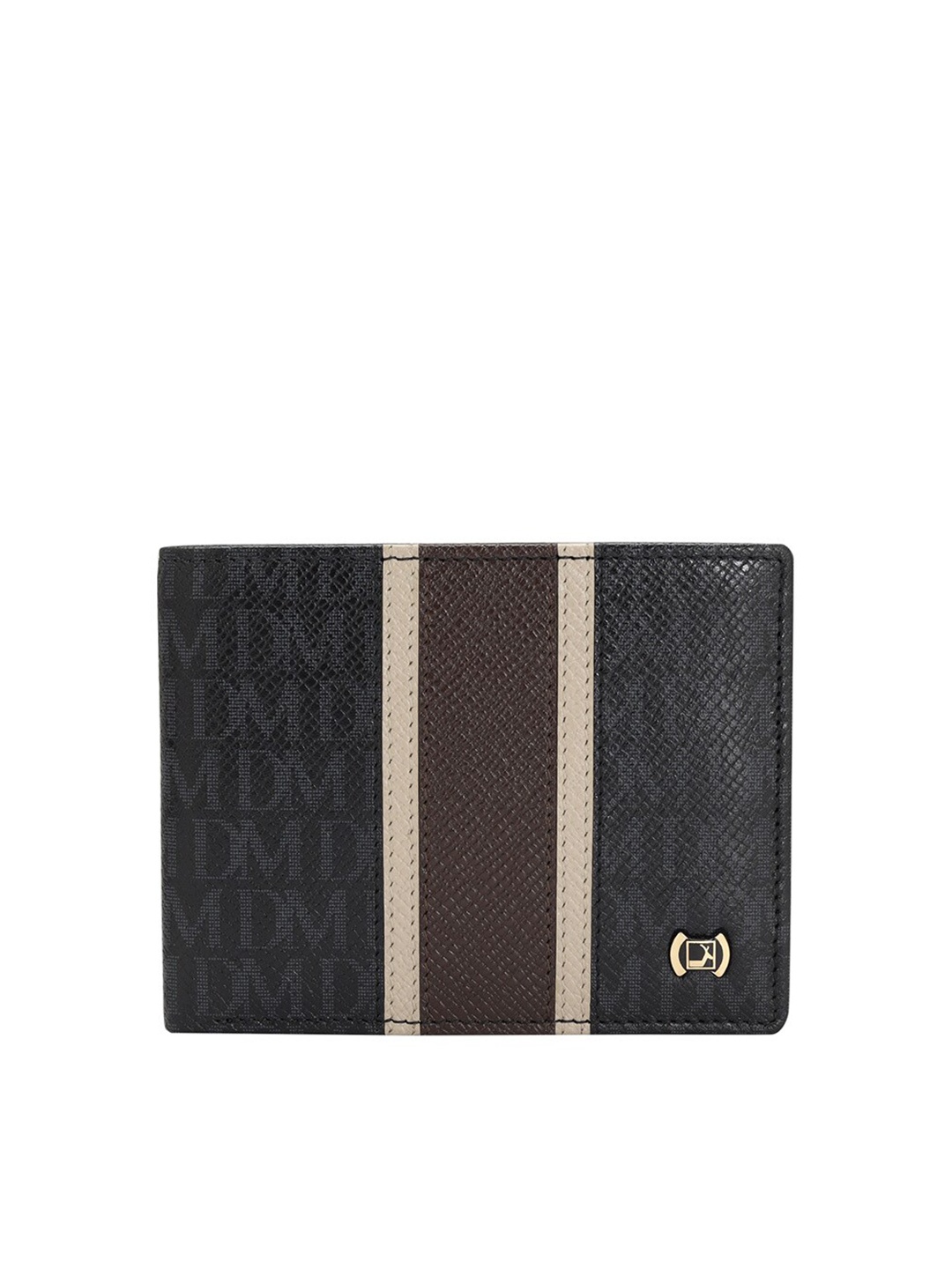 

Da Milano Men Typography Printed Leather Two Fold Wallet, Black