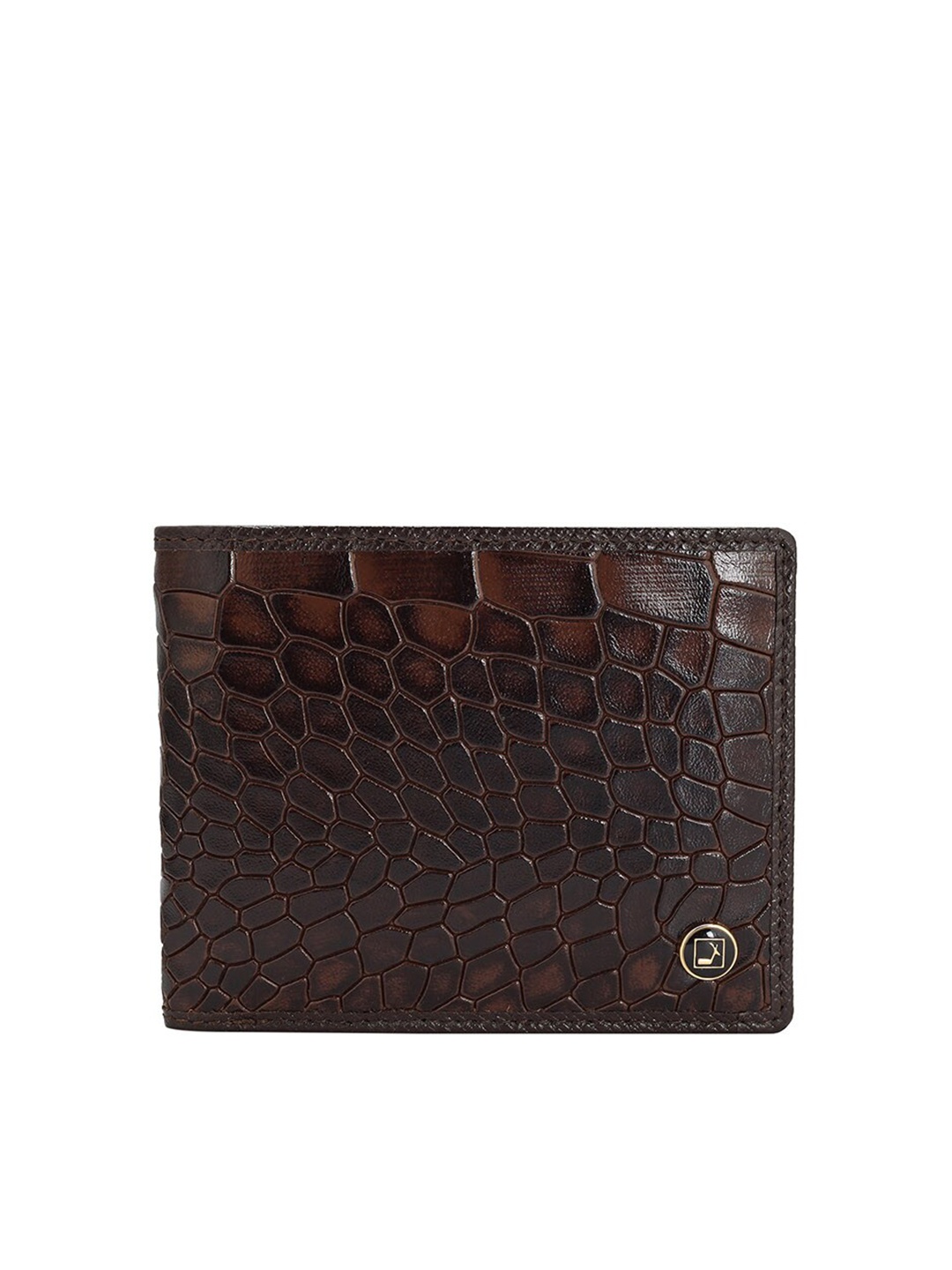 

Da Milano Men Textured Leather Two Fold Wallet, Brown