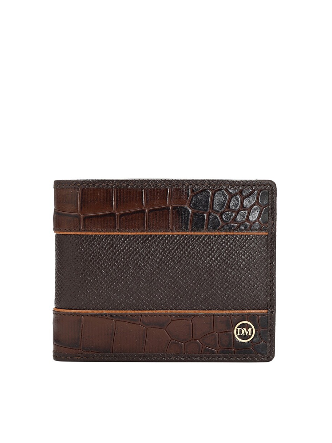 

Da Milano Men Textured Leather Two Fold Wallet, Brown