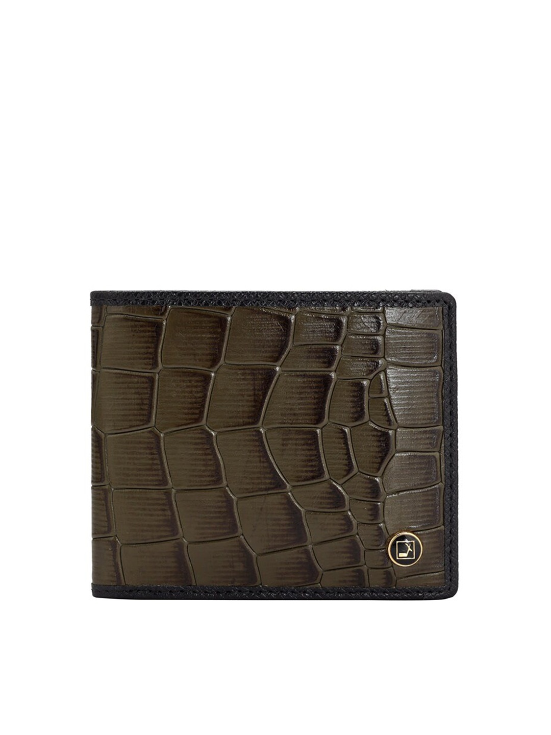 

Da Milano Men Textured Leather Two Fold Wallet, Green